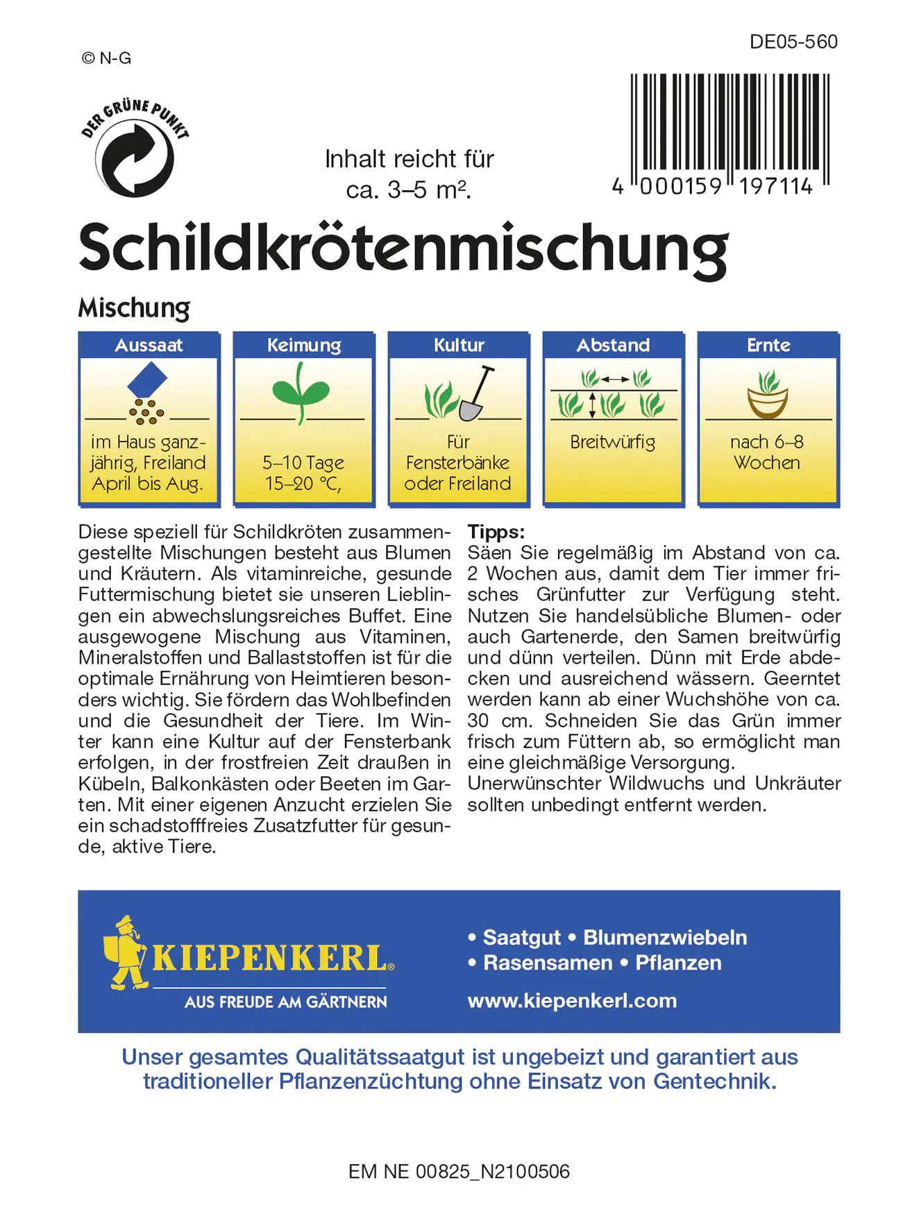 Kiepenkerl Schildkrötenmischung Inhalt reicht für 3 - 5 m²