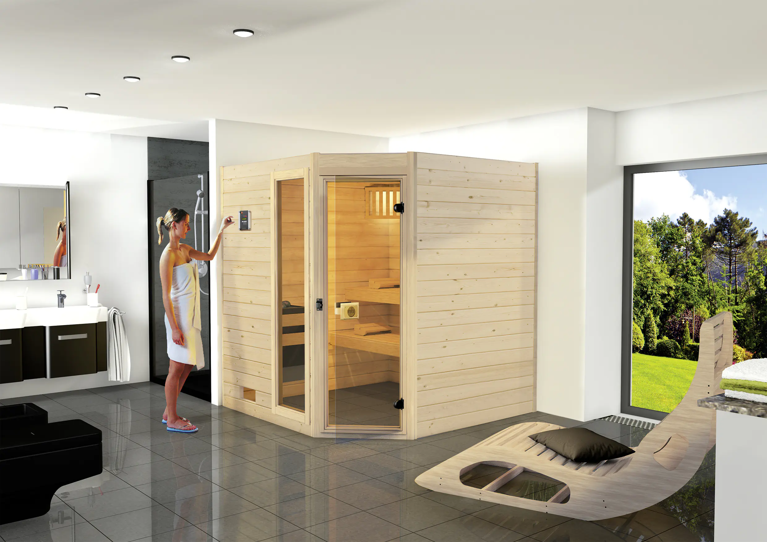 Weka Massivholz-Sauna Valida Eck 1 .8 GTF