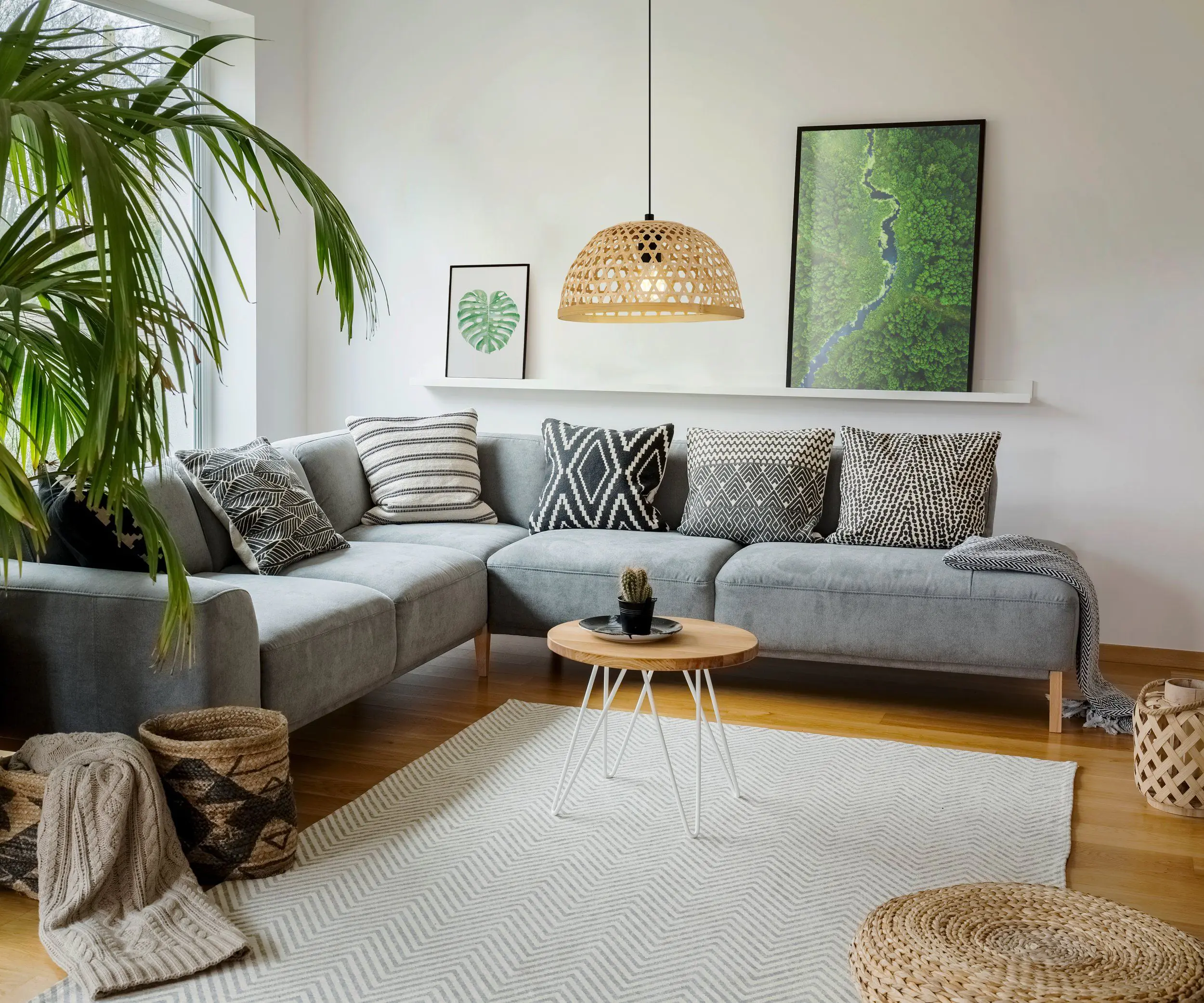 Eglo Pendelleuchte Claverdon schwarz-natur Ø 37 cm E27