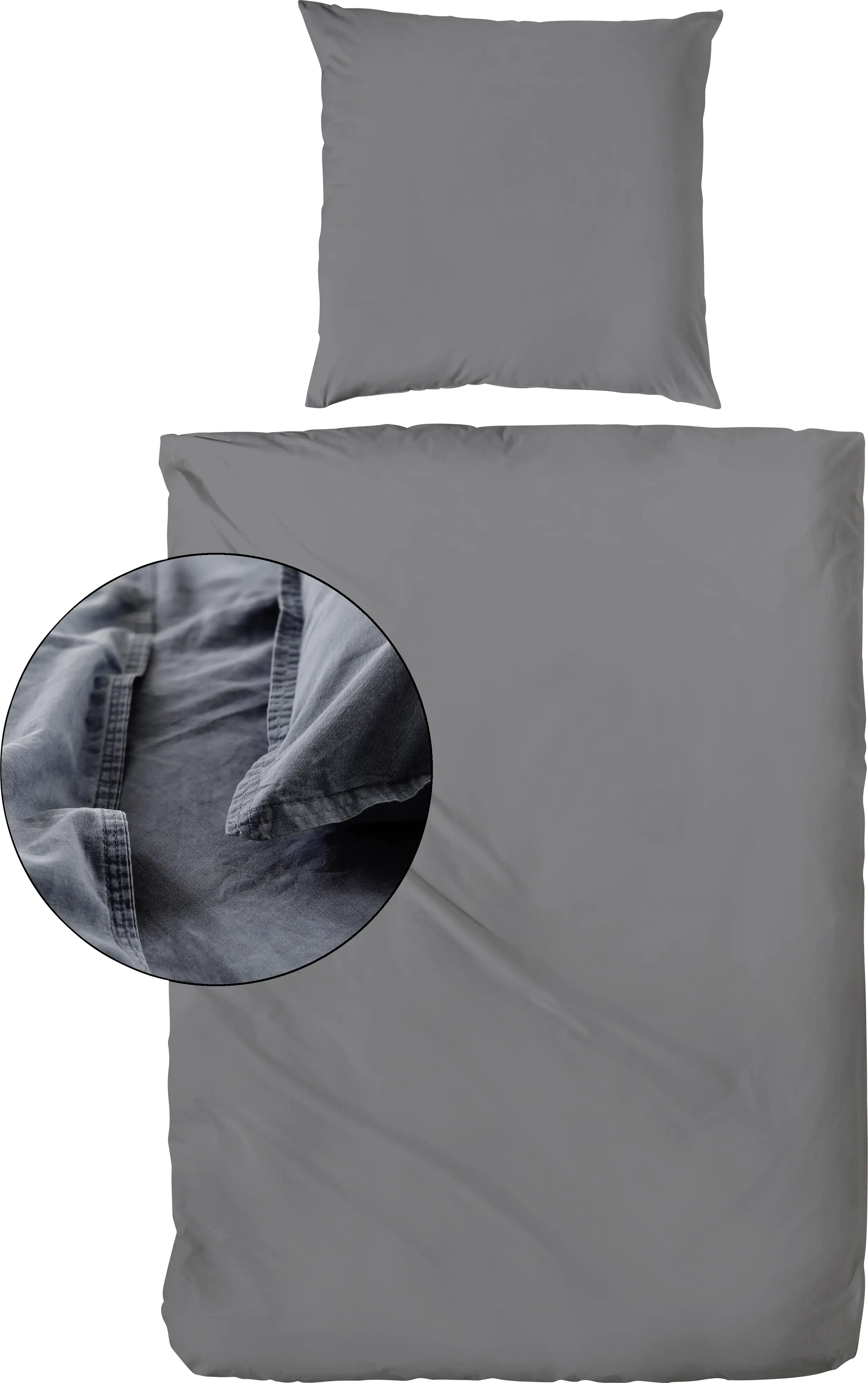 Renforcé Bettwäsche Stone-Washed anthra, 135 x 200 cm