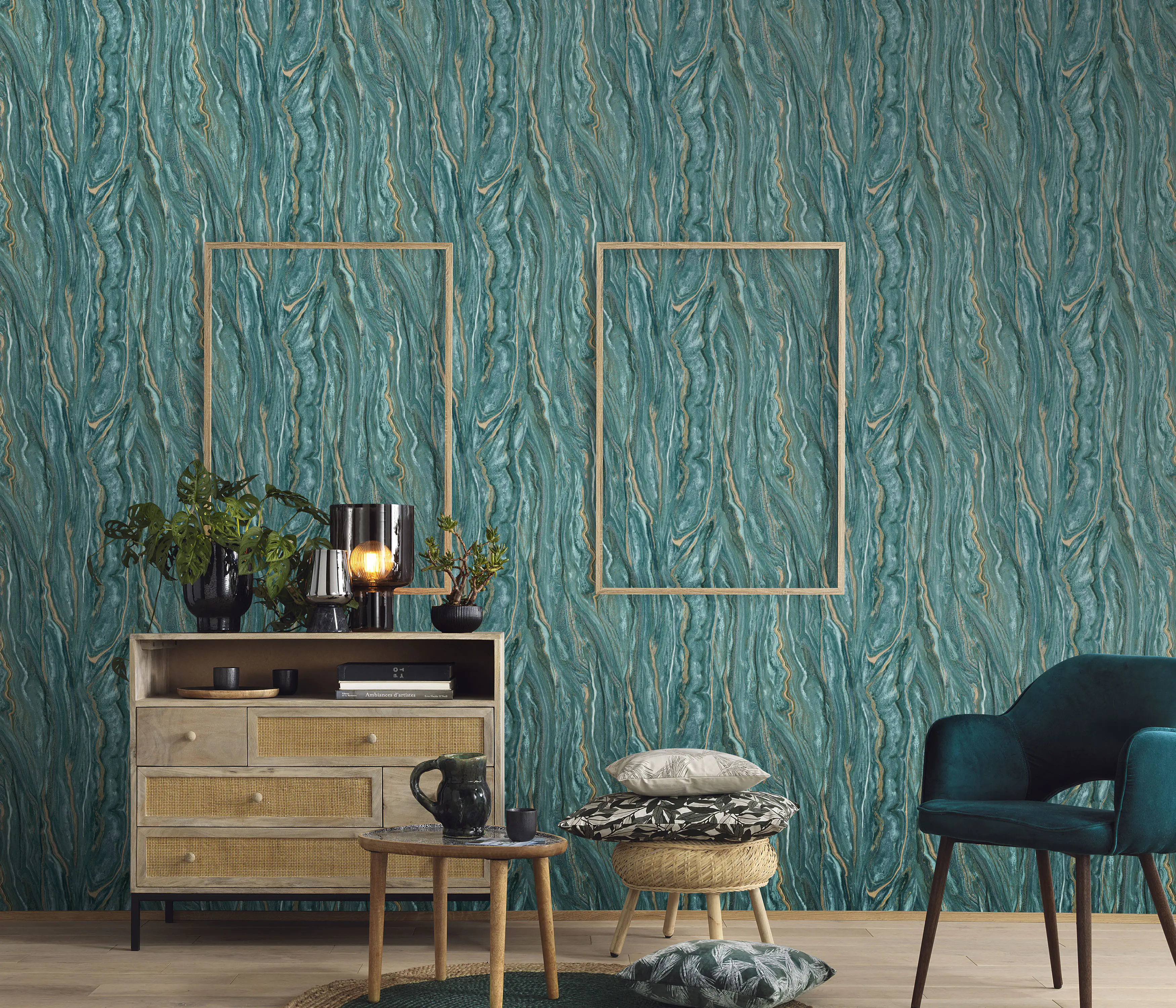 4002790209102_2 Erismann Vliestapete 10149-36 ELLE Decoration mamor grün 10,05 x 0,53 m