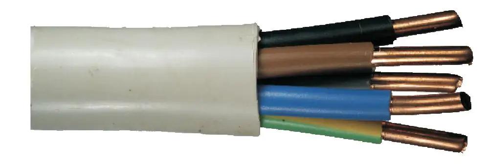 Feuchtraumleitung NYM-J 5 x 10 - 1 Meter, grau