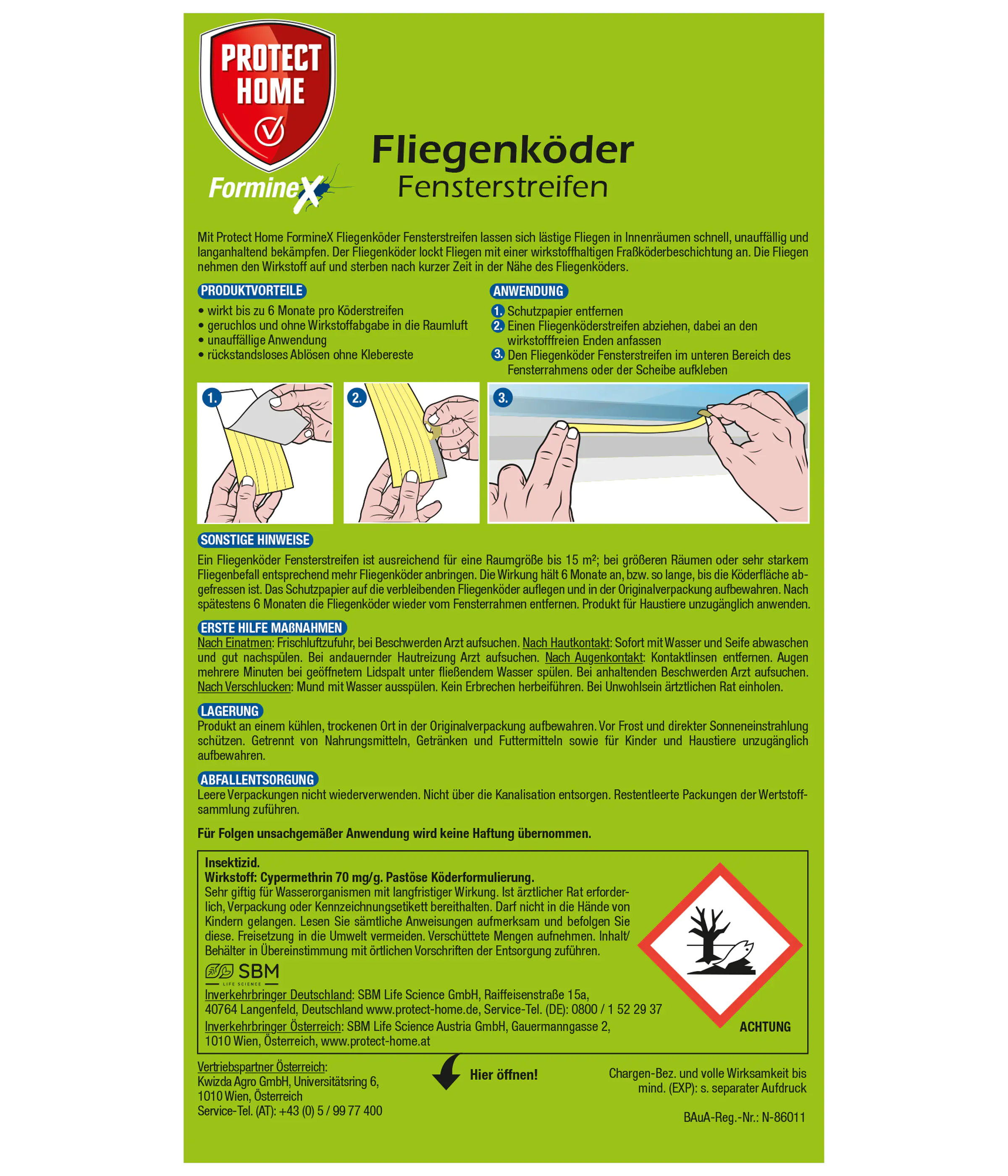 Protect Home FormineX Fliegenköder Fensterstreifen 12 Stück Protect Home FormineX Fliegenköder Fensterstreifen 12 Stück