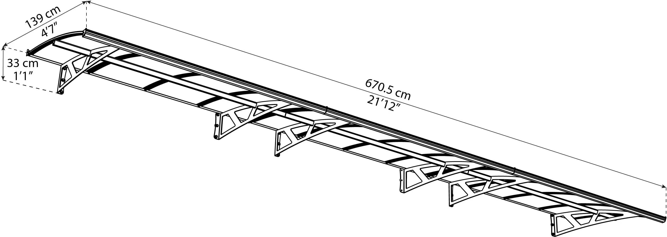 Canopia Vordach Amsterdam  670,5 x 139 cm anthrazit