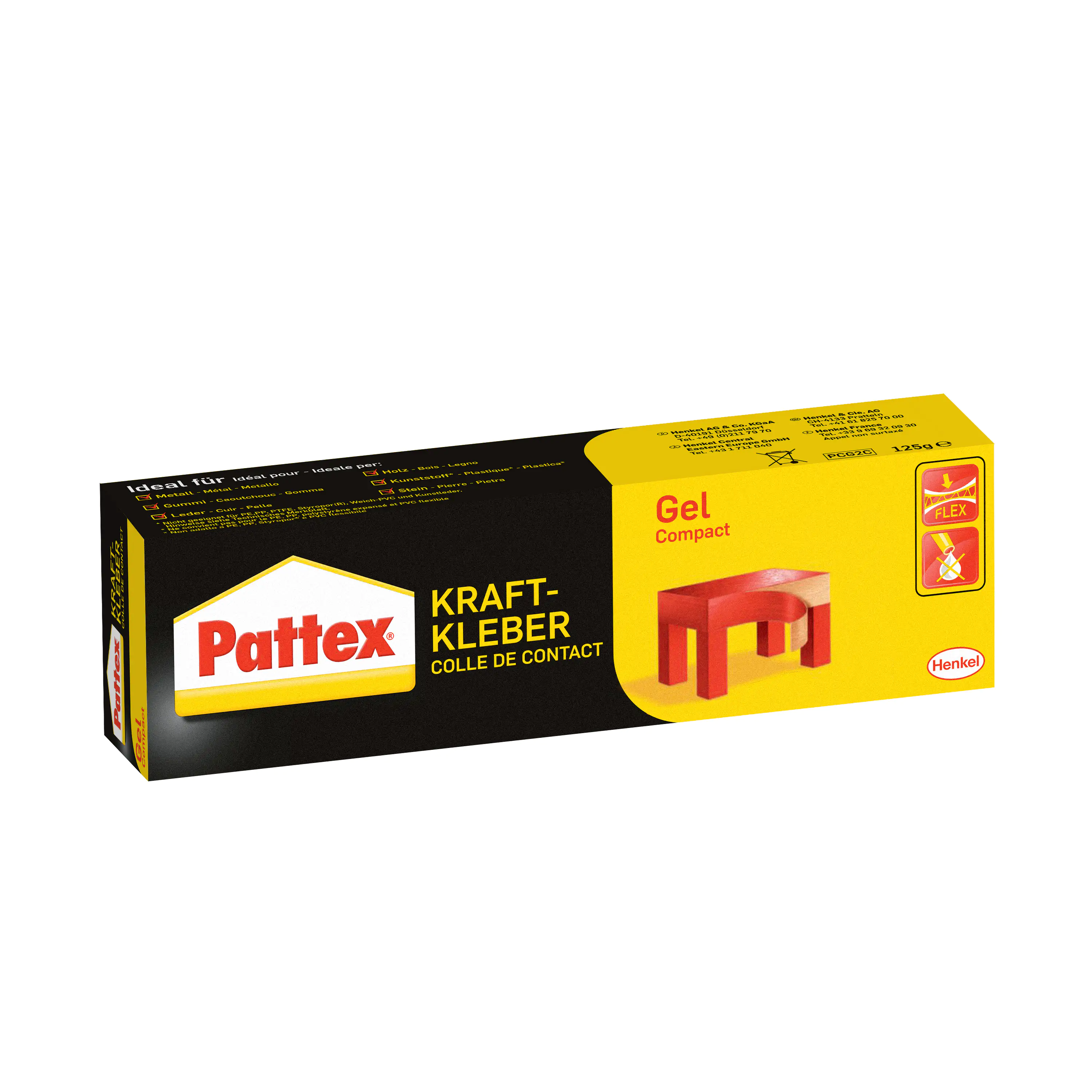 Pattex Kraftkleber Gel Compact 125 g Tube, gelblich