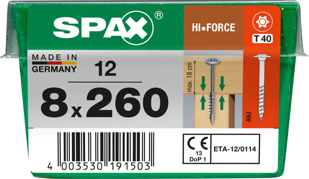 Spax Holzbauschrauben 8.0 x 260 mm TX 40 - 12 Stk.