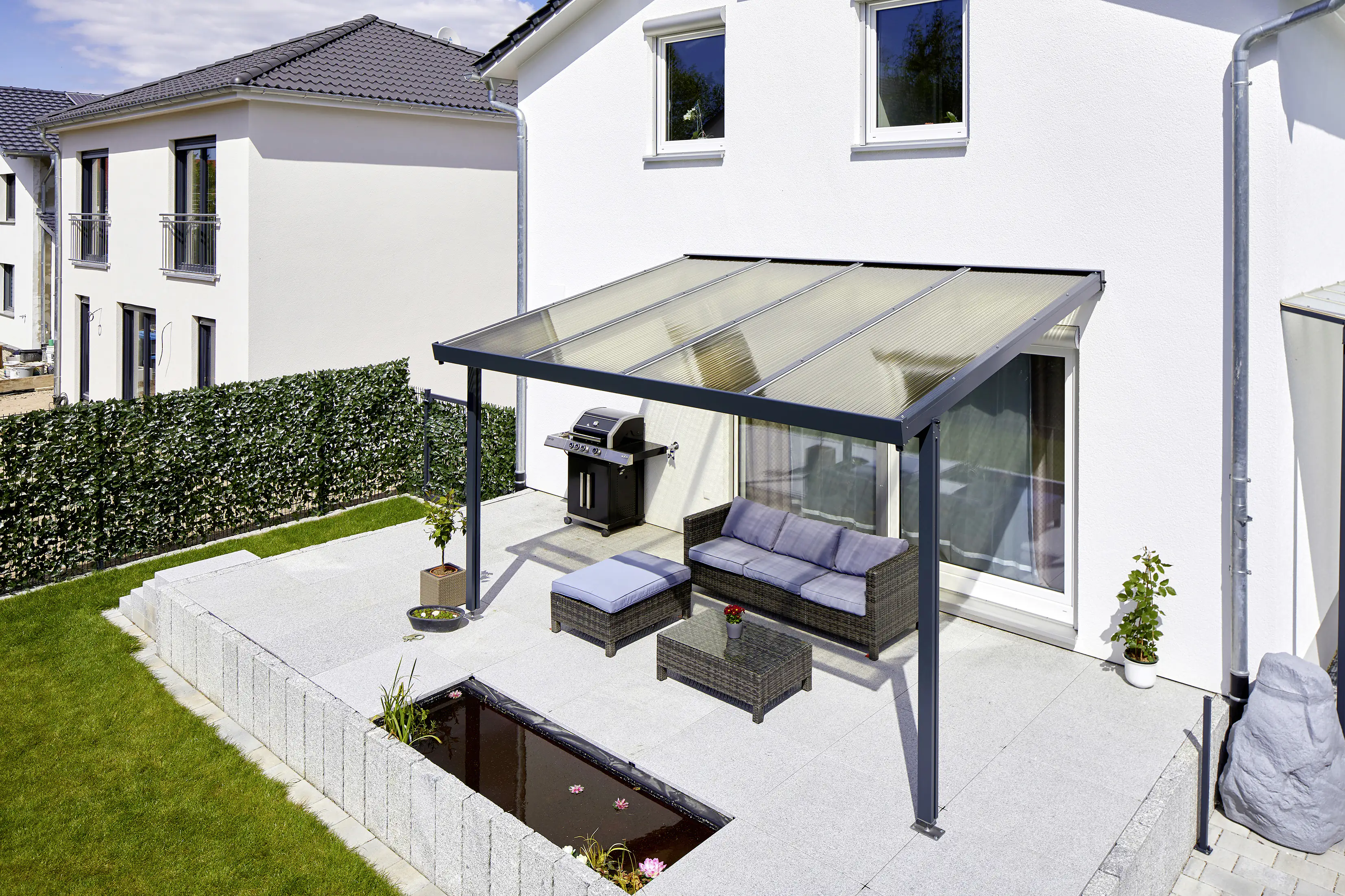 Gutta Premium Terrassendach 410,2 x 306 cm anthrazit Acryl bronce 16 mm