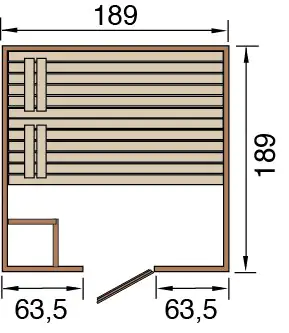 Weka Massivholzsauna Valida 3 mit Glastür und Fenster