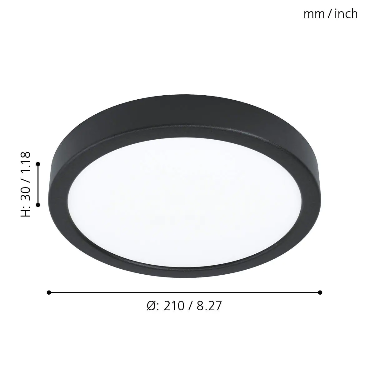 Eglo LED Aufbauleuchte Fueva 5 schwarz Ø 21 cm warmweiß