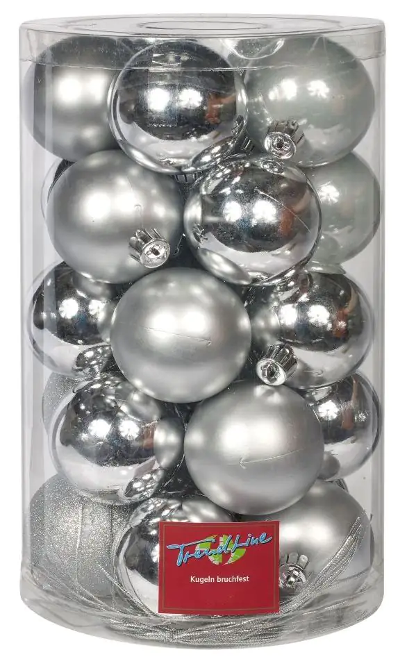 TrendLine Weihnachtskugeln bruchfest, langlebig Ø 6, 8 10 cm silber 26 Stück TrendLine Weihnachtskugeln bruchfest, langlebig Ø 6, 8 10 cm silber 26 Stück