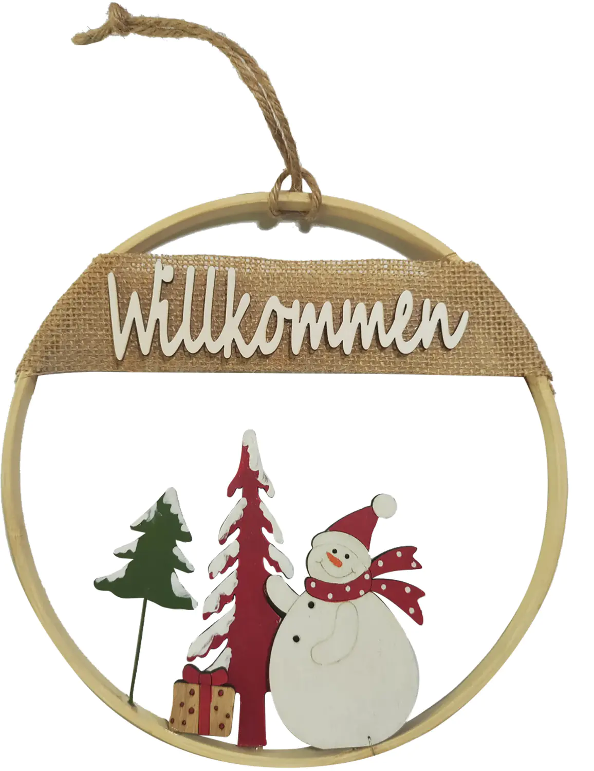 TrendLine Weihnachtsanhänger Willkommen Kiefernholz 30 x 27 x 53 cm mehrfarbig