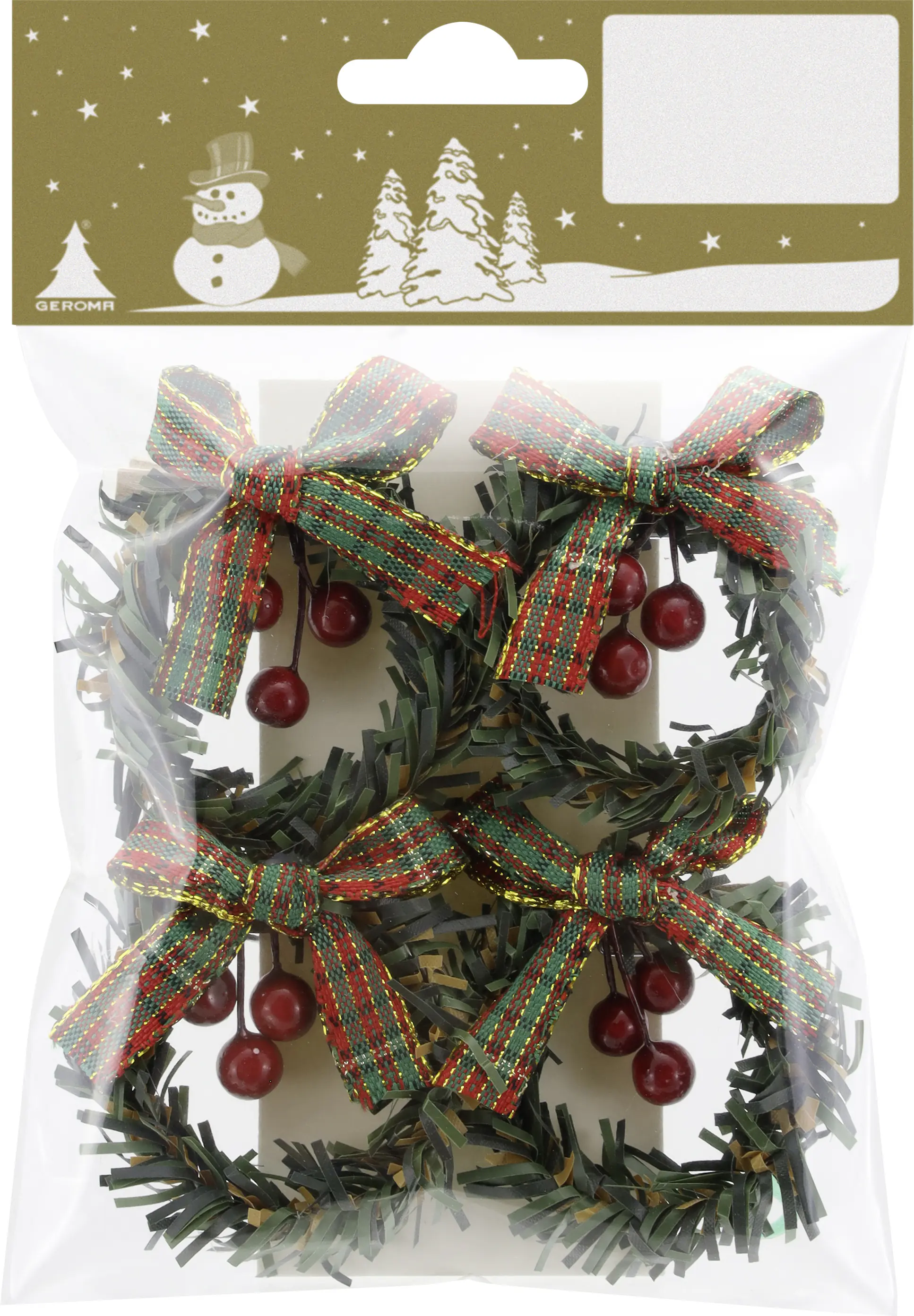 Weihnachtsdeko Kränze aus Kunststoff 5,5 x 4,5 cm grün - 4 Stück