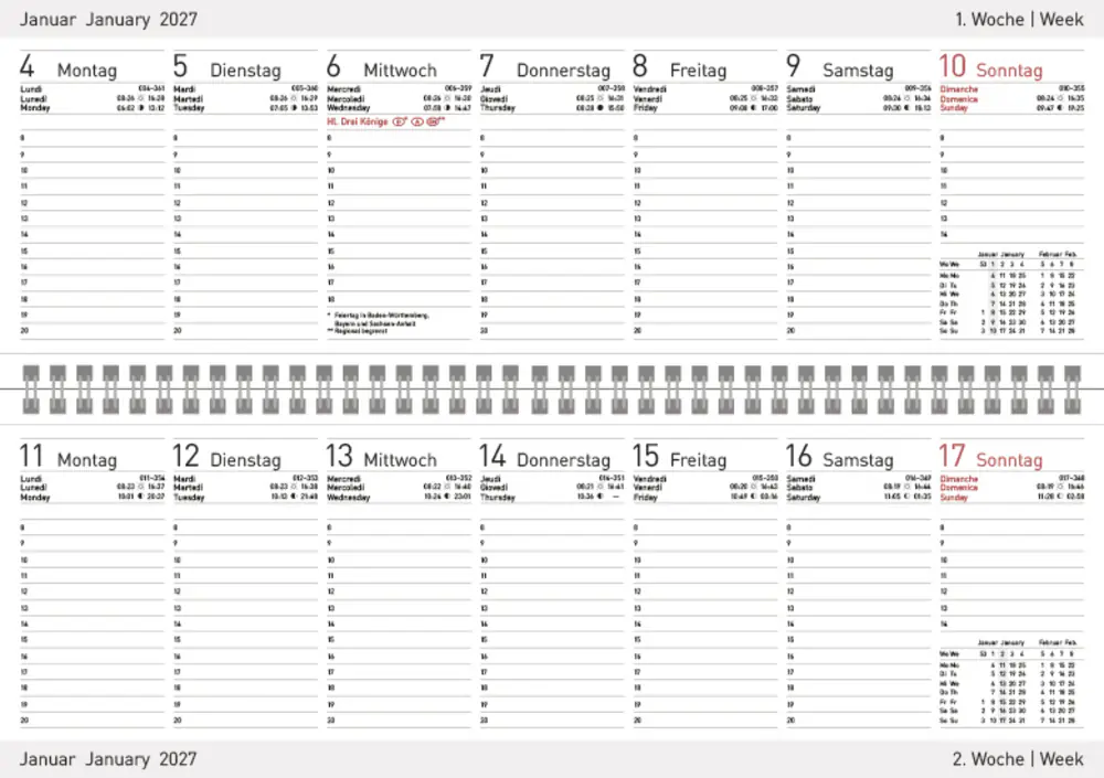 Korsch Kalender Classic Colourlux 2027 weiß