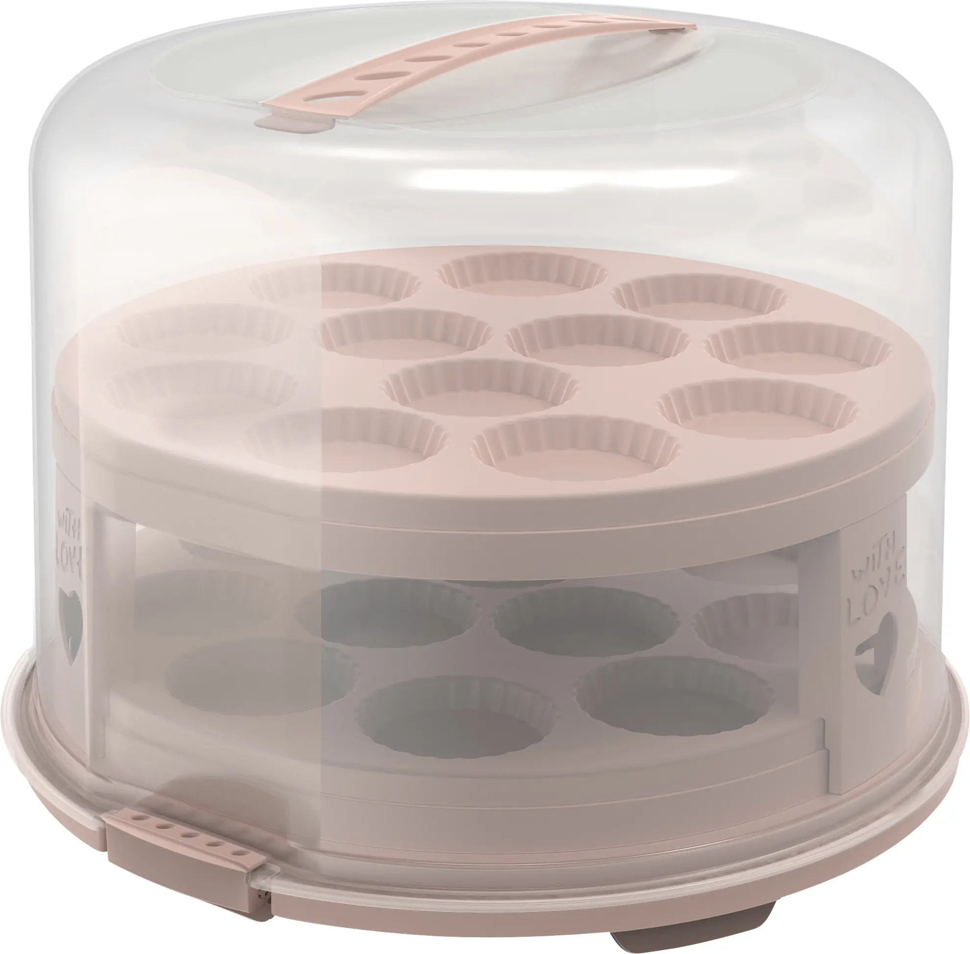 Rotho Tortenglocke Fresh XL mit Trays 26 cm inkl. zwei Einsätzen pink