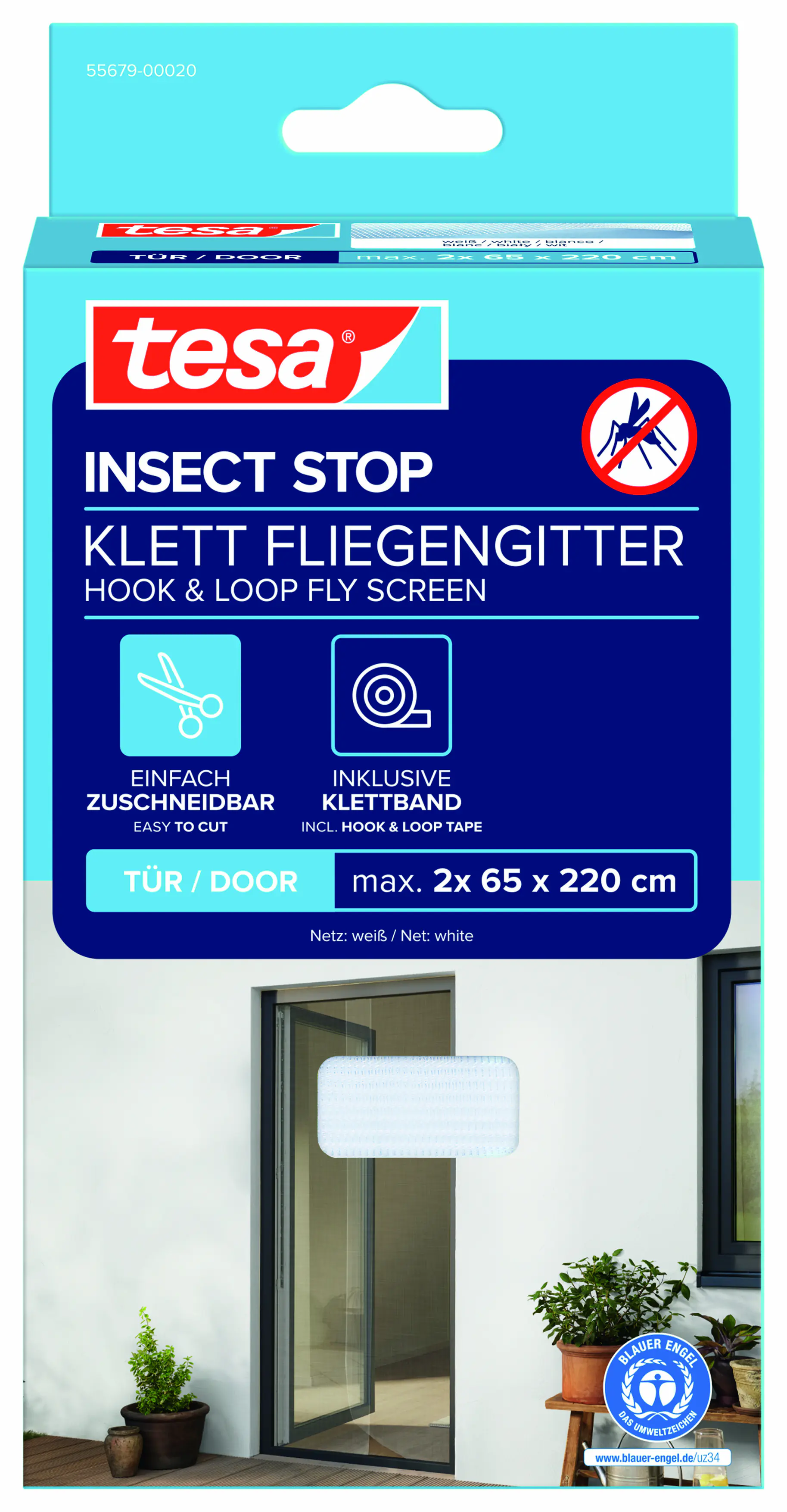 tesa Fliegengitter 65 x 220 cm weiß individuell kürzbar
