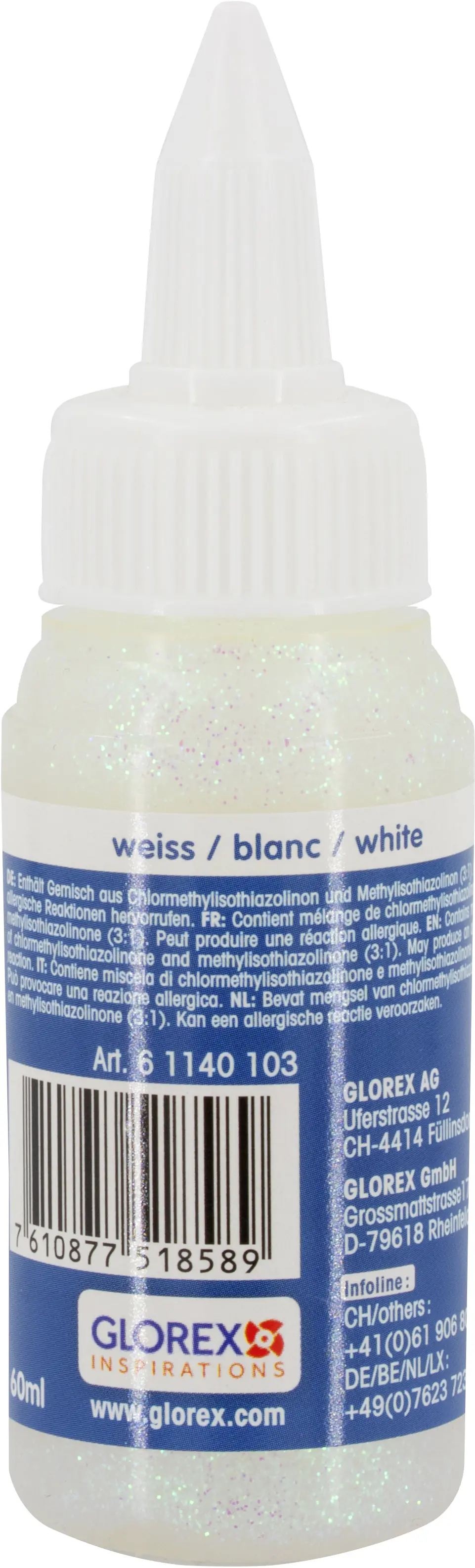 Glorex Glitterglue Flasche Dosierverschluss weiß 60 ml