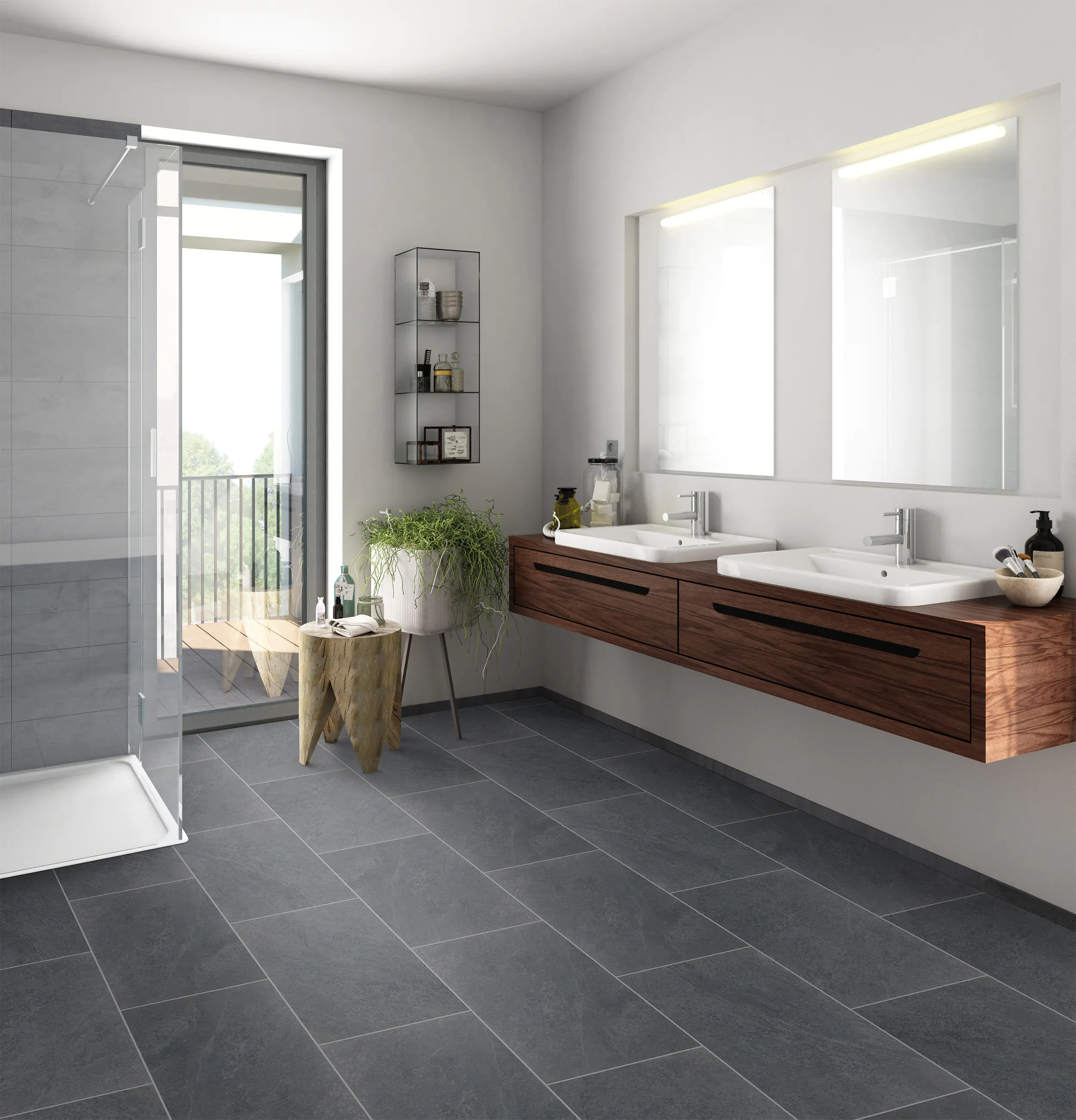 Bodenfliese Feinsteinzeug Questo Due 30 x 60,4 cm nero