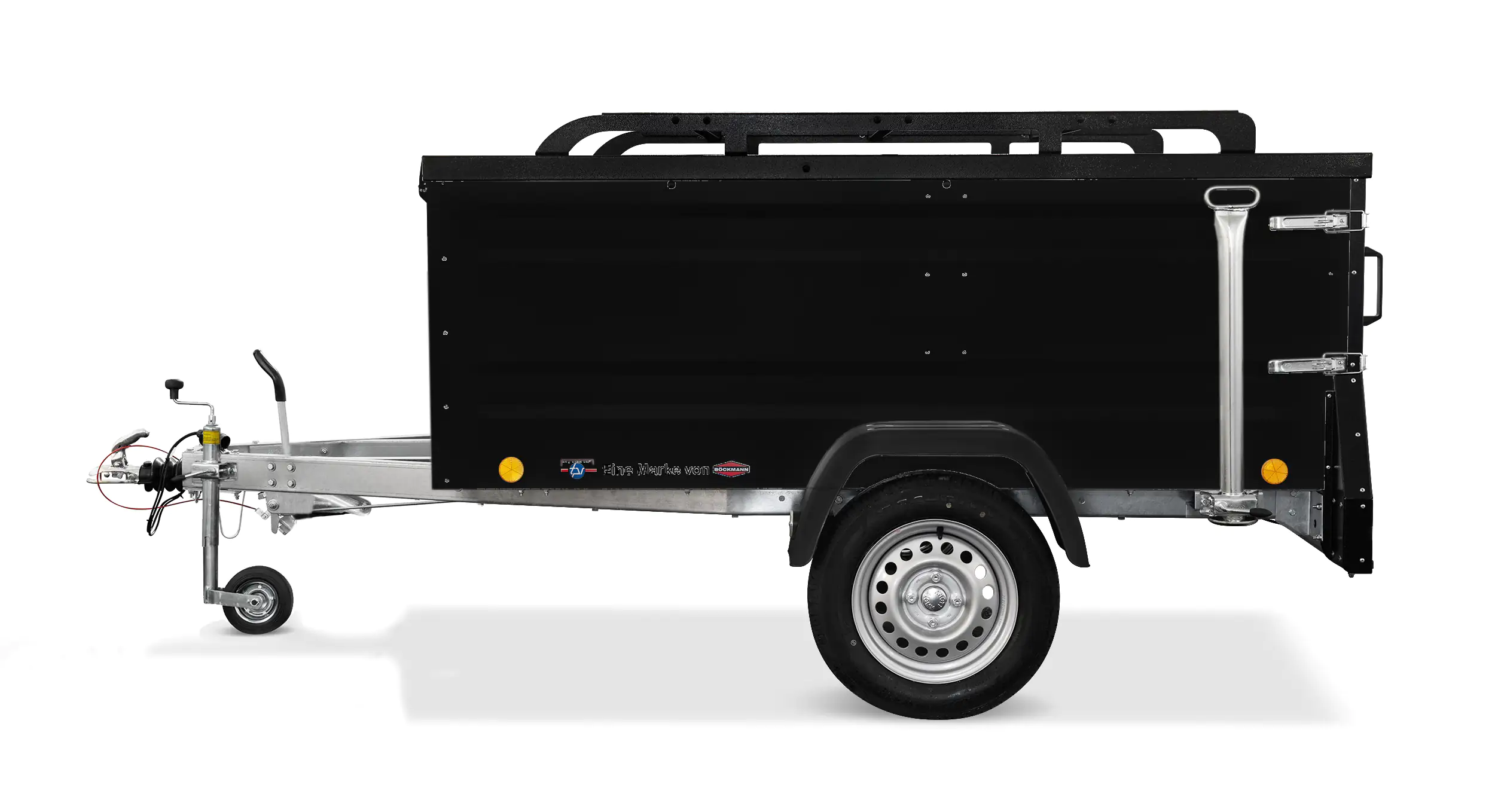 TPV Kofferanhänger KT-EB2 schwarz pulverbeschichtet gebremst 1000 kg mit Radstoßdämpfern