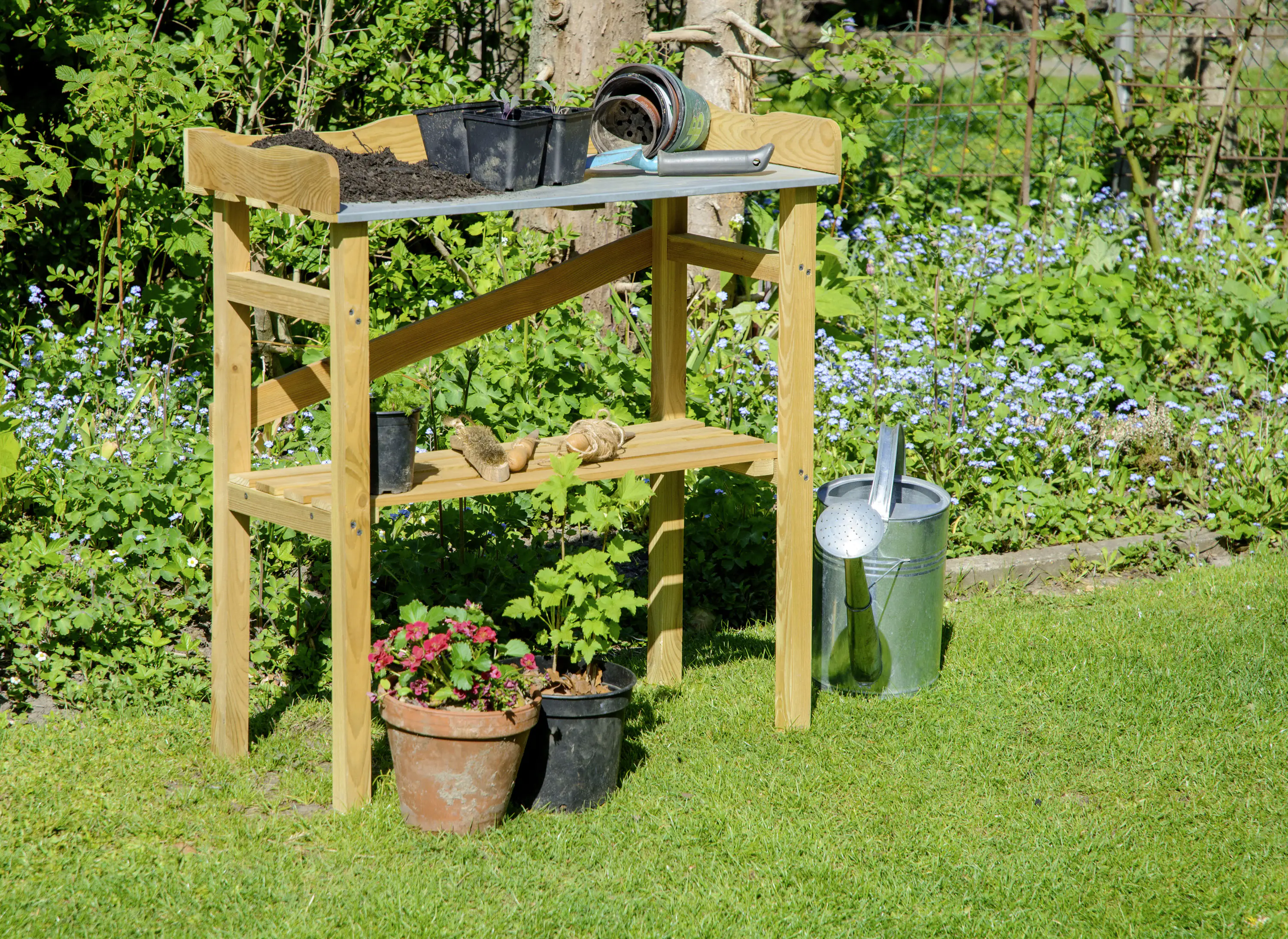 Dobar Pflanztisch mit Ablage 78 x 37 x 83 cm