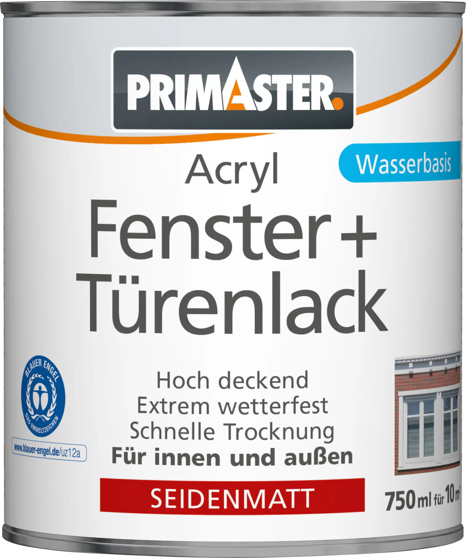 Primaster Acryl Fenster- und Türenlack 750 ml weiß seidenmatt