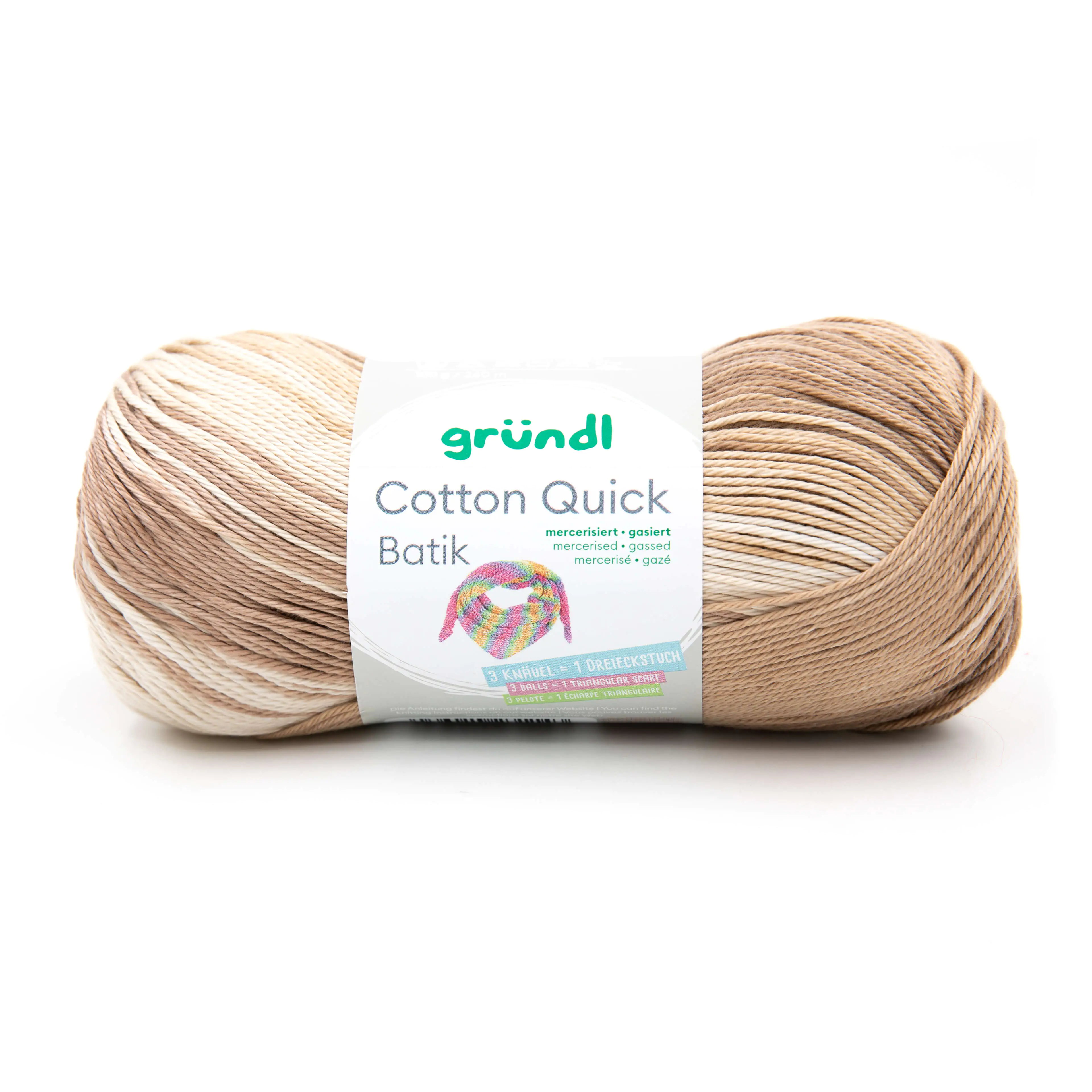Gründl Wolle Cotton Quick Batik 100 g natur-braun-beige