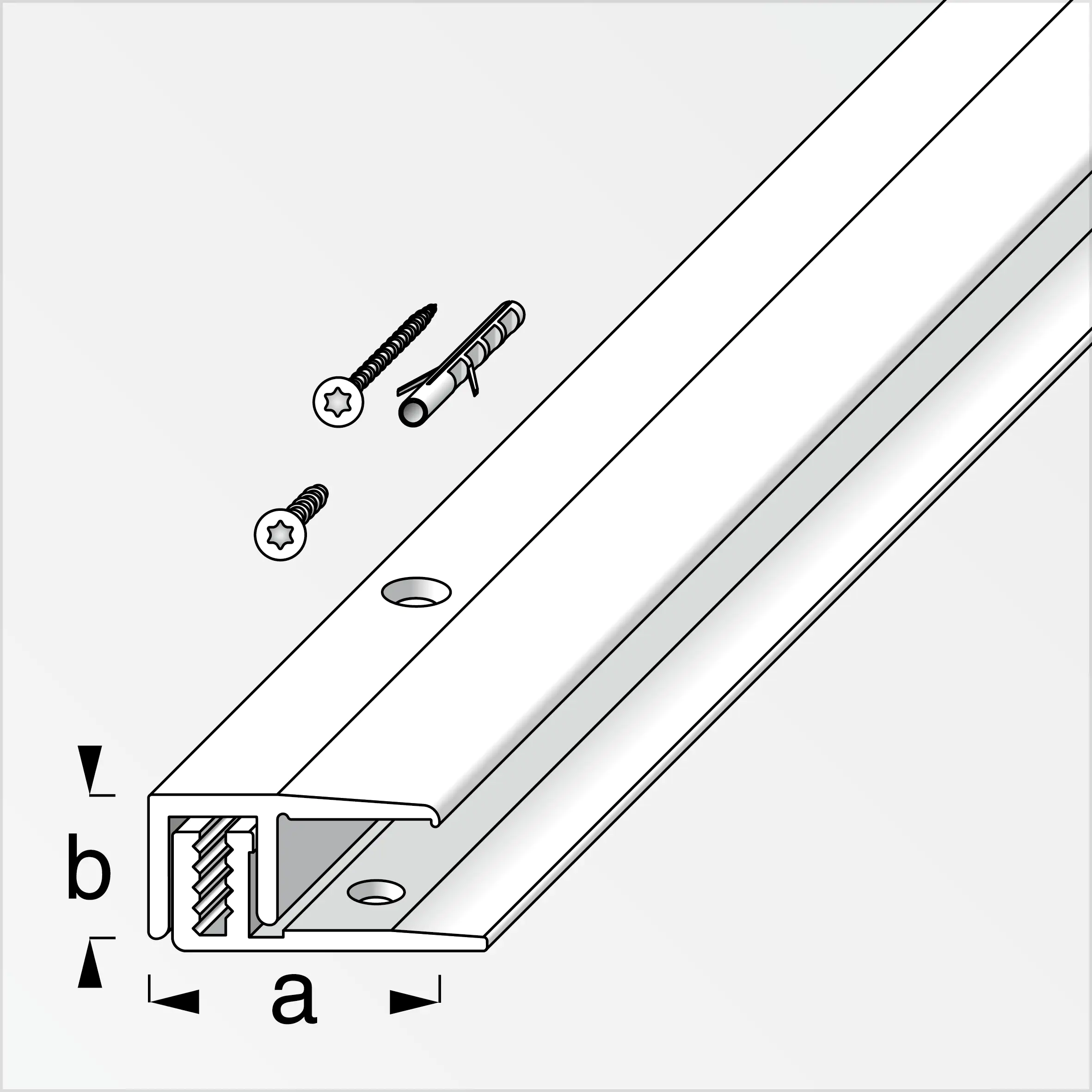 alfer Abschluss-Profil, Träger-Profil 2 m, 21 x 10.5 x 7 - 15 mm silber
