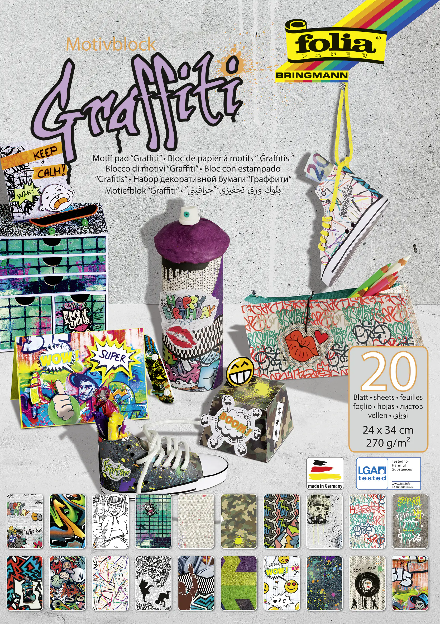 Glorex Motivblock Graffiti 24 x 34 cm, 20 Blatt