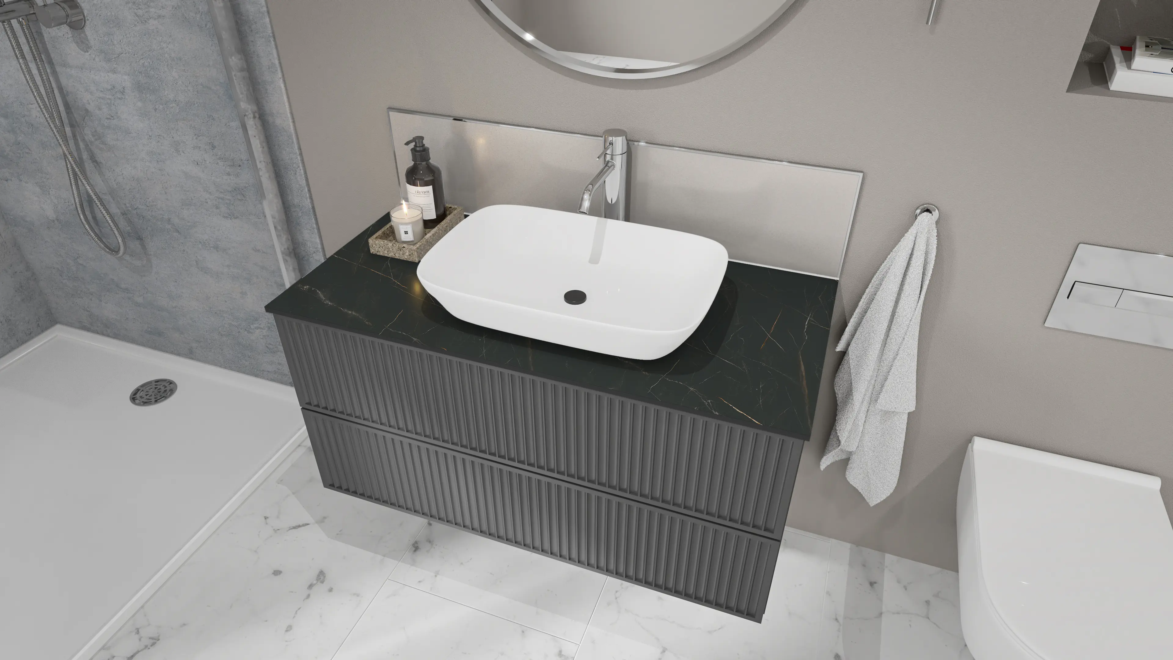 Wetwall Vanity Compact Waschtischplatte 150 x 60 cm Marbre Celeste
