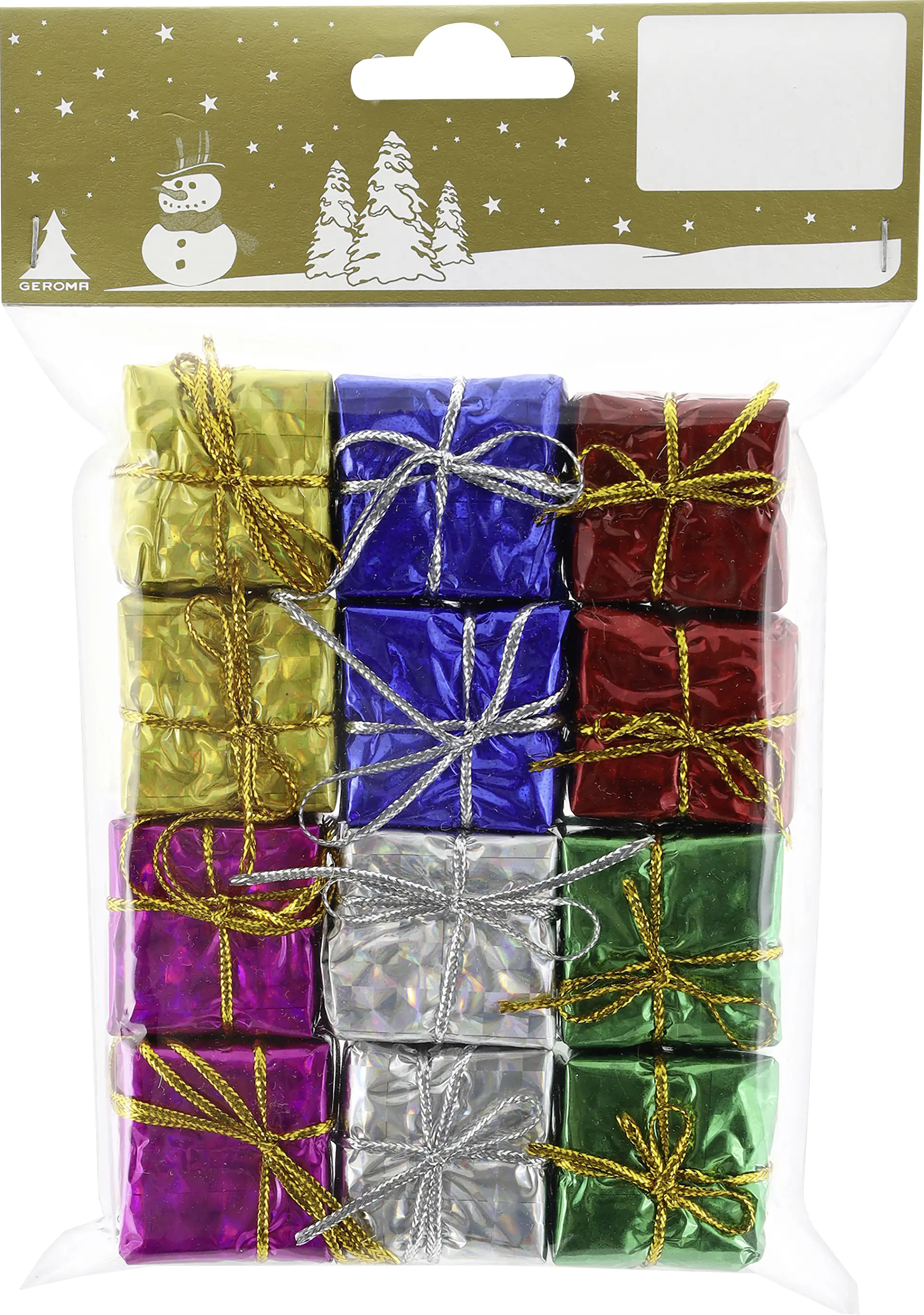 Weihnachtsdeko Geschenke aus Kunststoff 3 cm bunt - 12 Stück