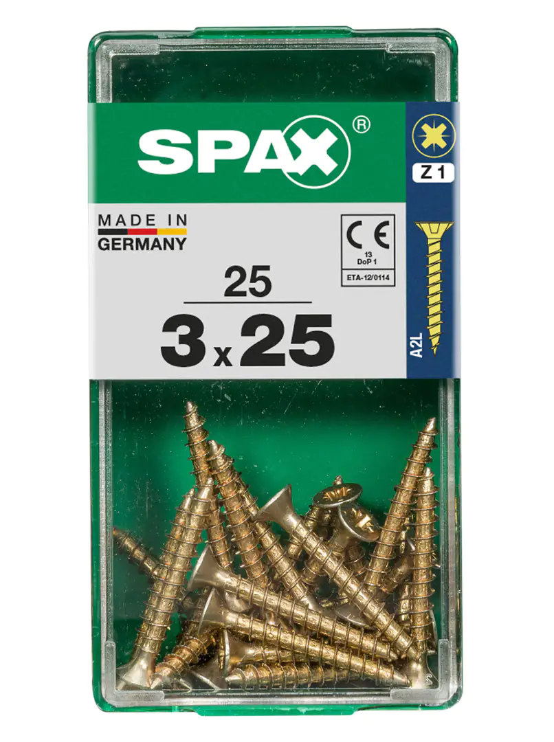 Spax Universalschrauben 3.0 x 25 mm PZ 1 - 25 Stk. Spax Universalschrauben 3.0 x 25 mm PZ 1 - 25 Stk.