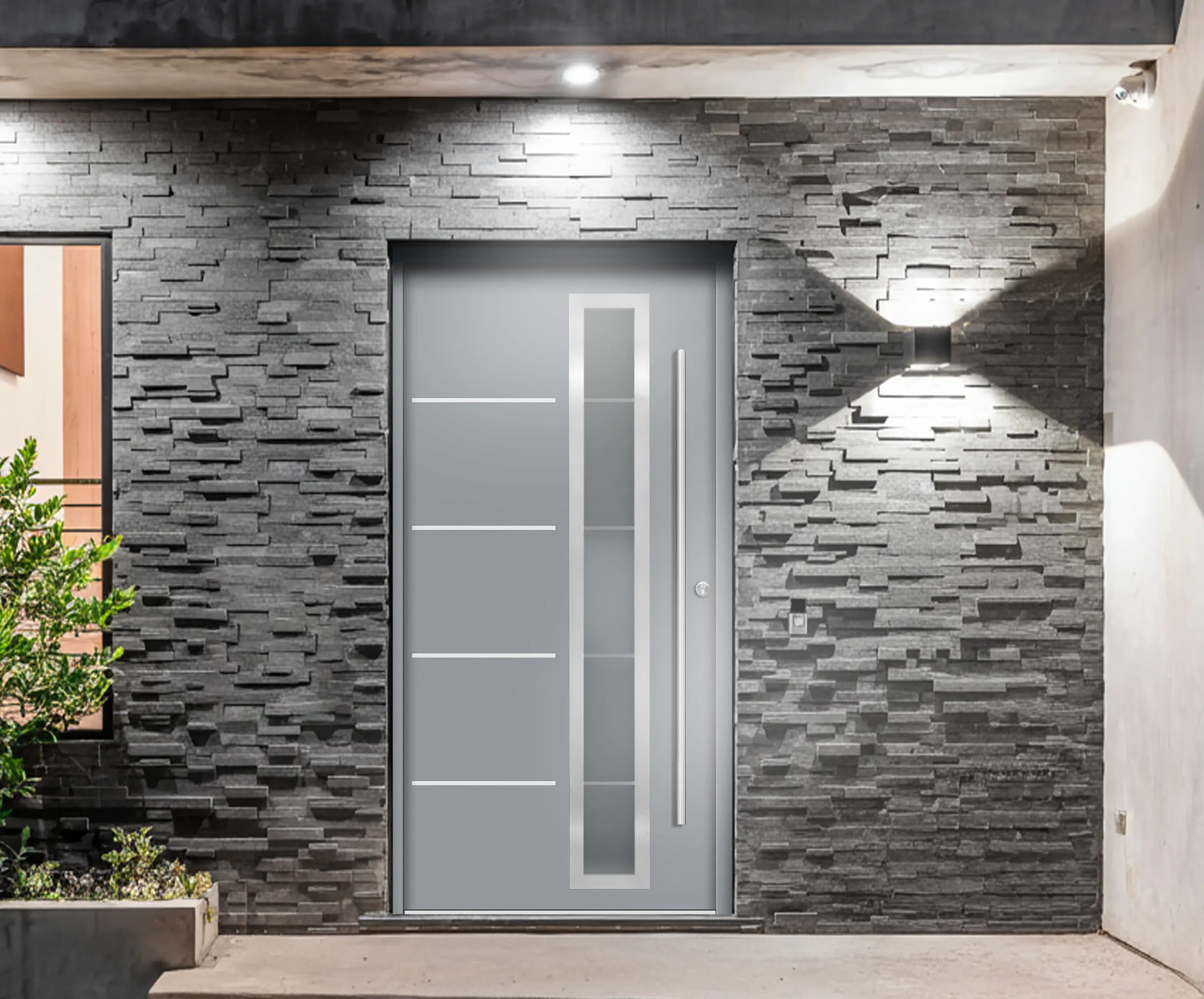 Splendoor Haustür Passivedoor Premium B06 Grau DIN Rechts 100 x 210 cm