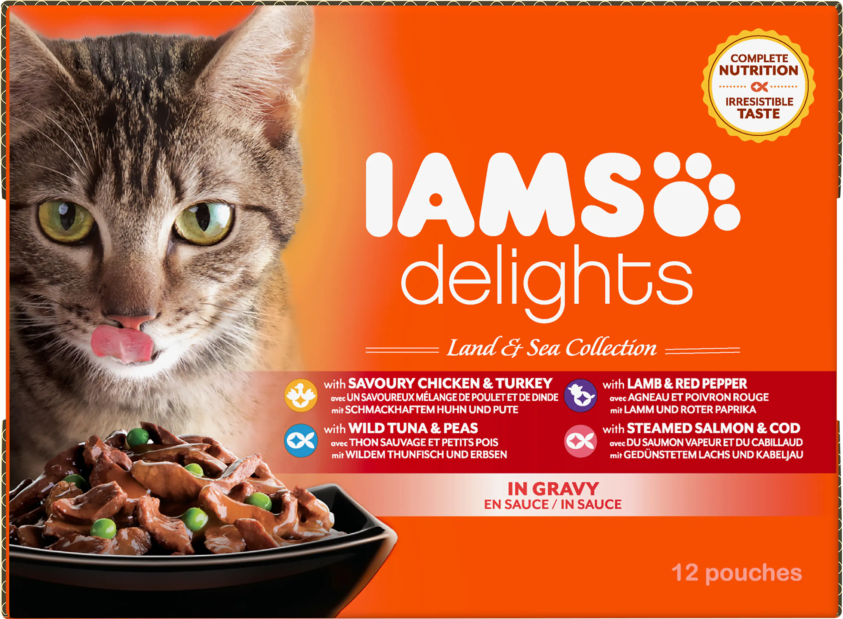 Iams Delights Katzennassfutter Land & See Collection in Sauce 12 x 85 g