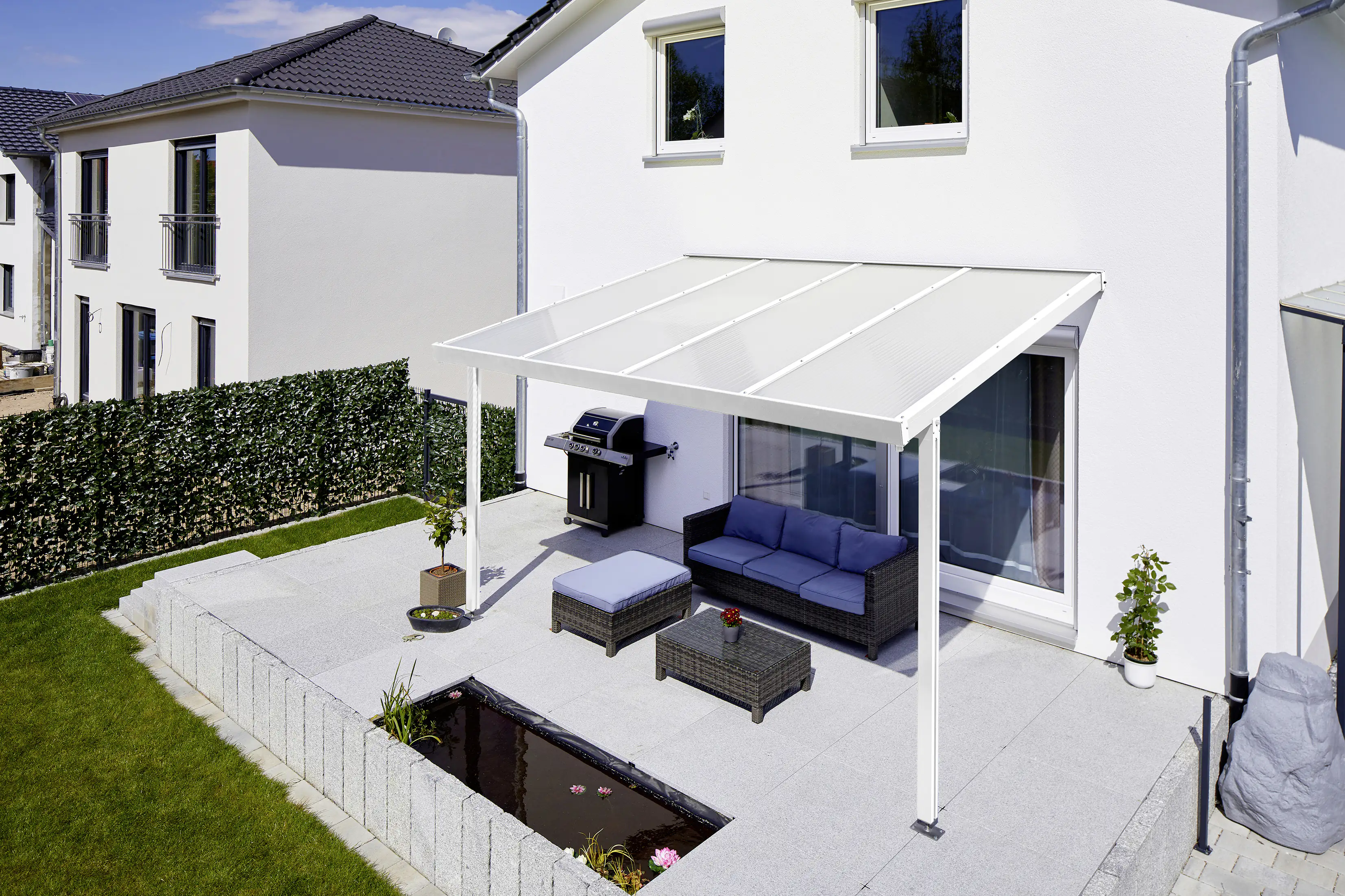 Gutta Premium Terrassendach 410,2 x 406 cm weiß Klima blue 16 mm
