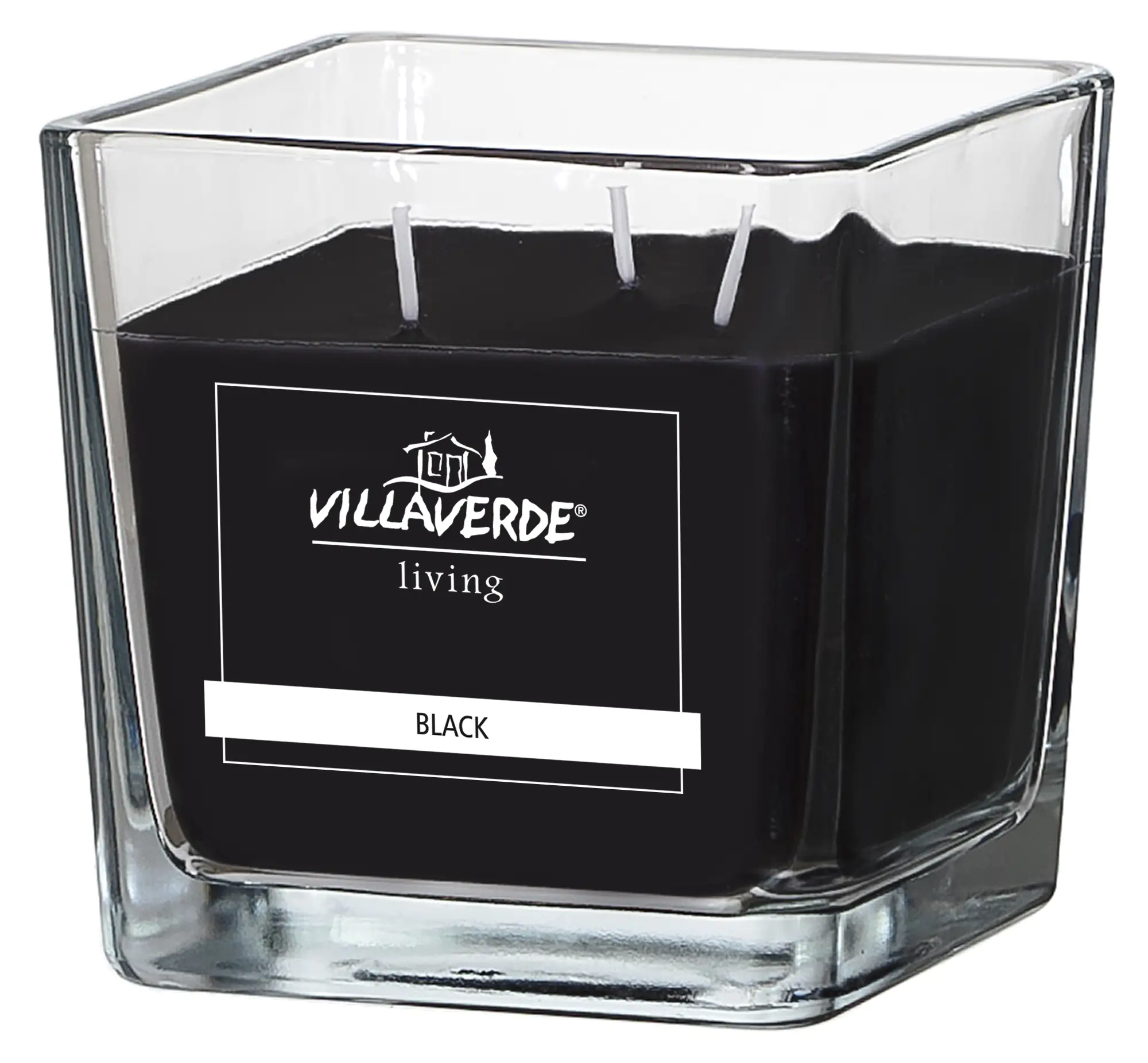 Villa Verde Duftkerze im Glas 3-Docht Black, 10 x 10 x 10 cm