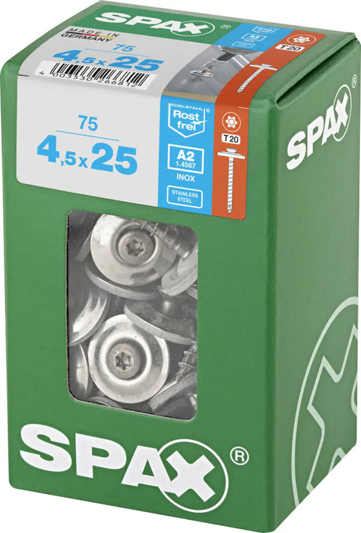 Spax Spenglerschrauben 4,5 x 25 mm T20 Vollgewinde - 75 Stk. 