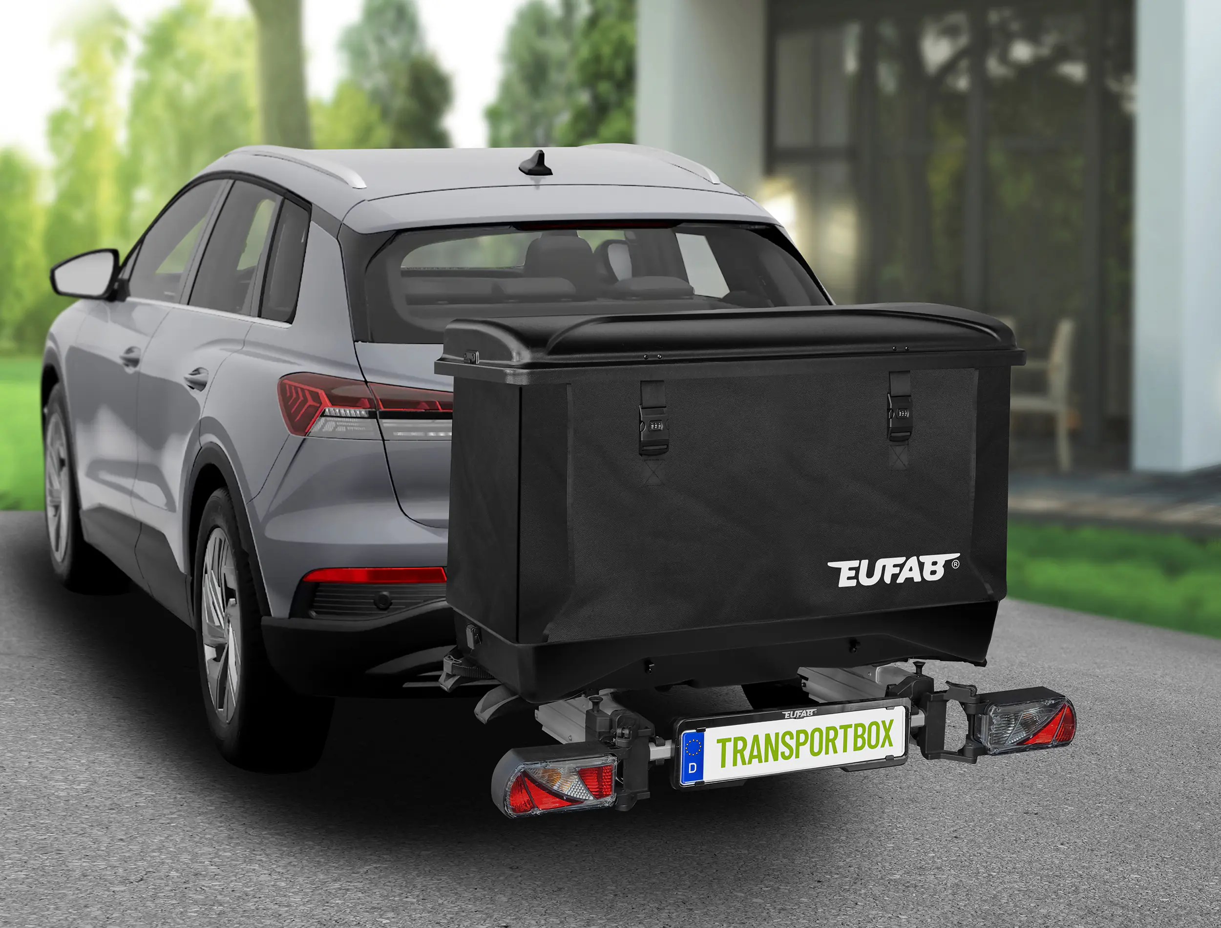 EUFAB Transportbox für Fahrradträger abschließbar 350 L schwarz