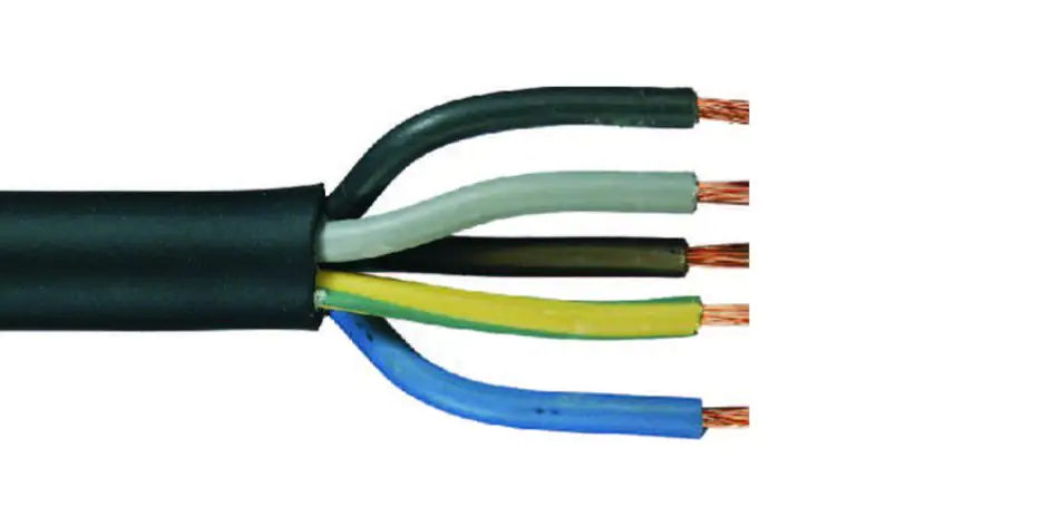 Gummileitung H05RR-F 5 x 1,5 - 1 Meter, schwarz