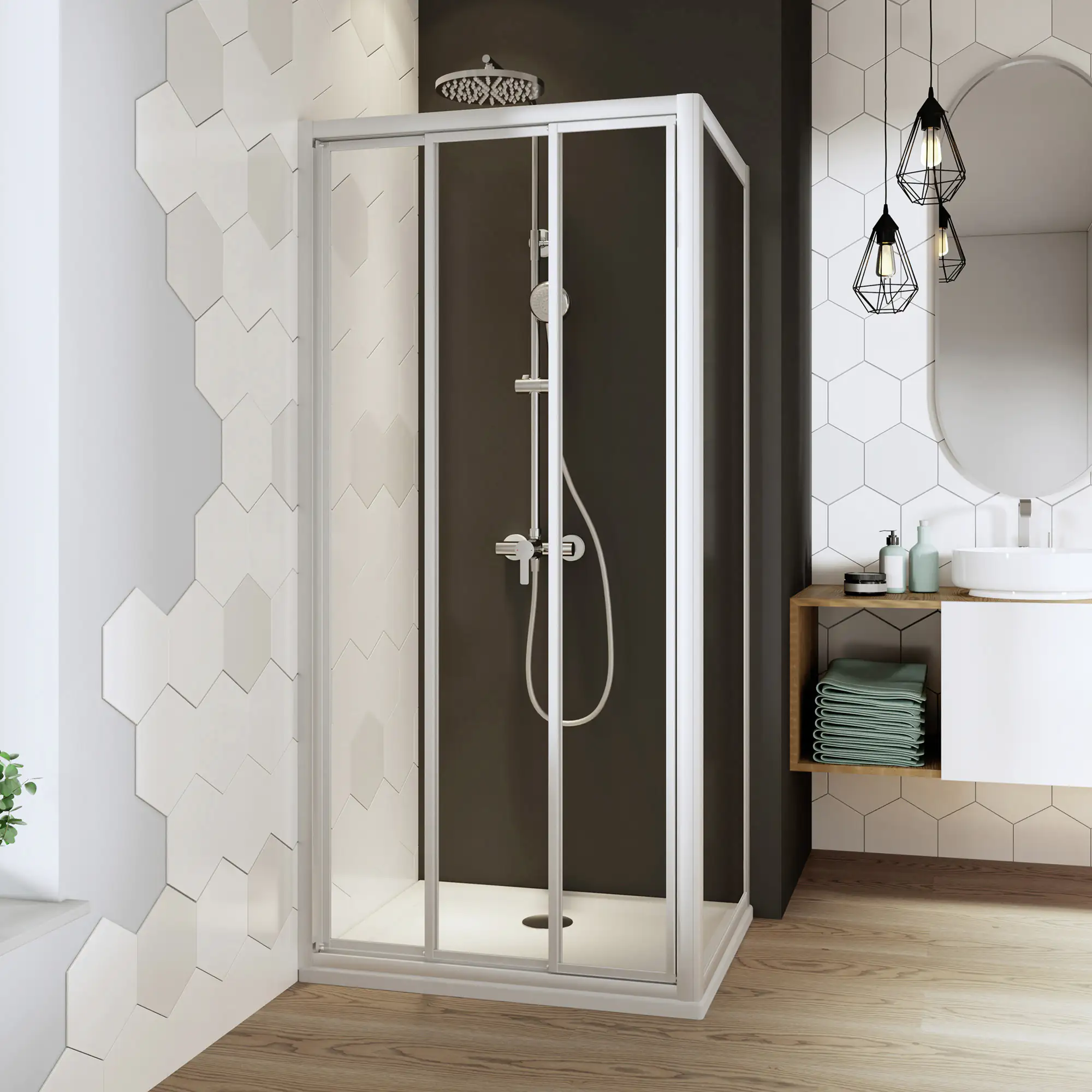 Breuer Fara 4 Schiebetür Nische/Seitenwand 80 x 185 cm Kunststoffglas