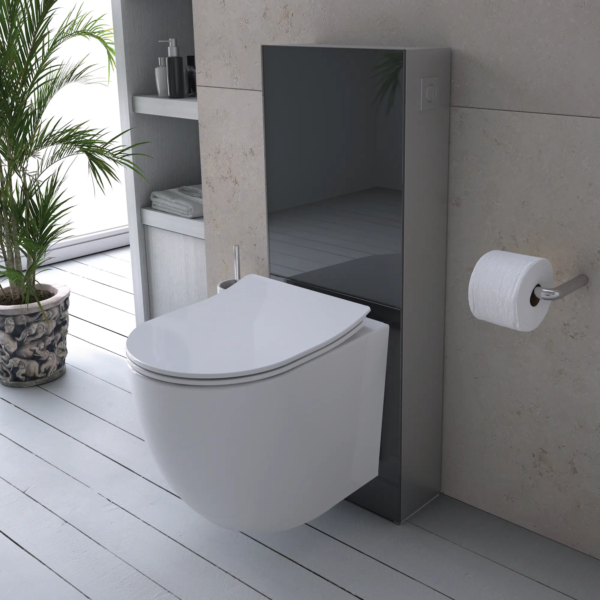 Primaster Vorwandelement Wand-WC inkl. Spülkasten 100 x 38 cm schwarz