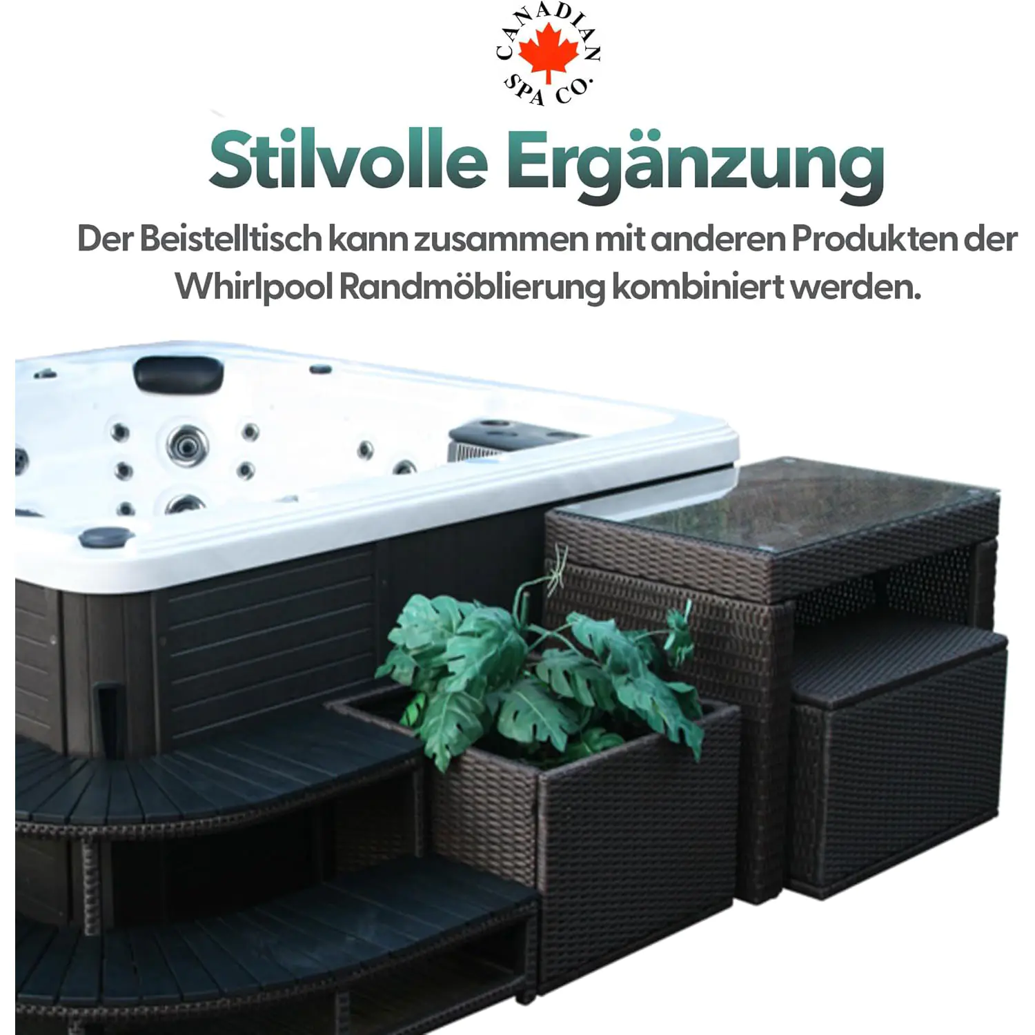 Canadian Spa Beistelltisch - für quadratische Whirlpools dunkelbraun Canadian Spa Beistelltisch - für quadratische Whirlpools dunkelbraun