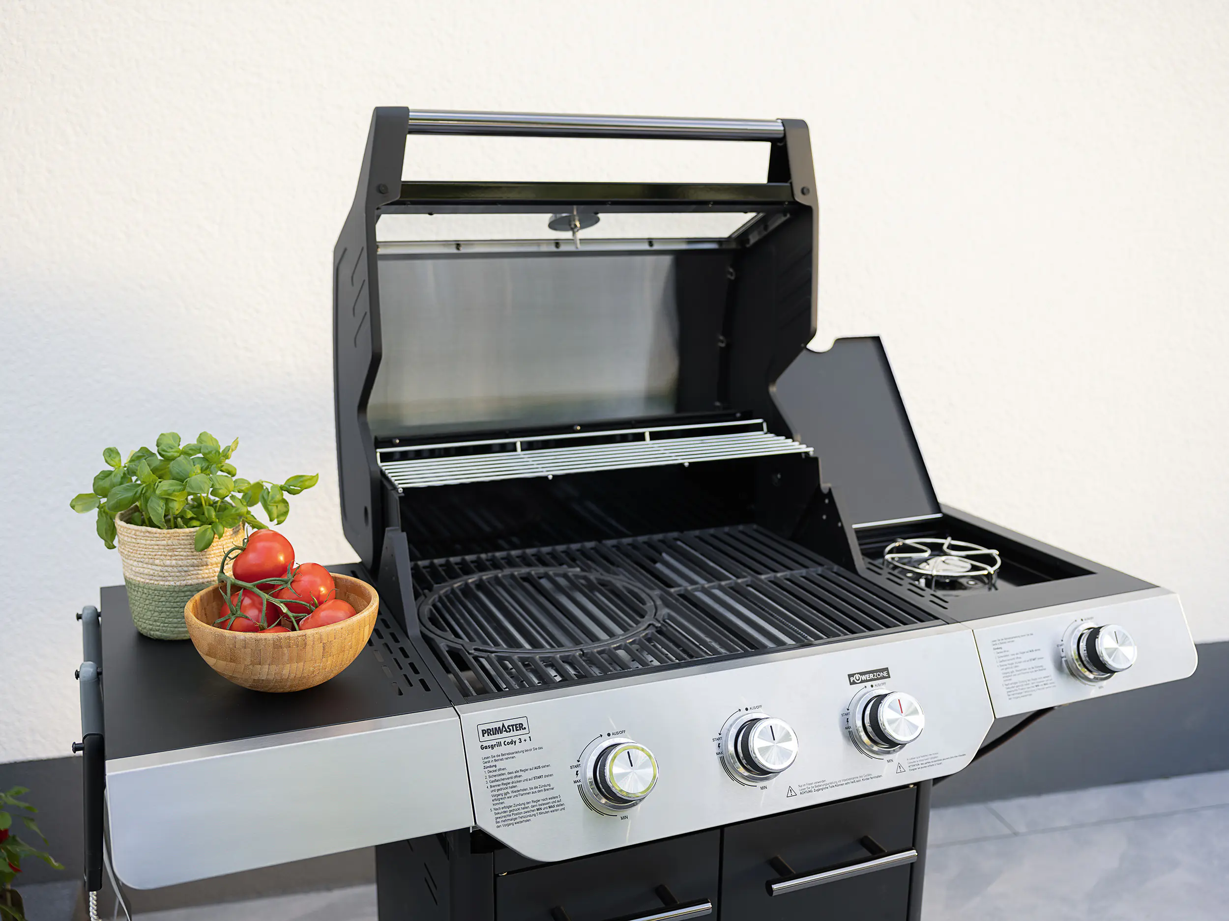Primaster Gasgrill Cody Powerzone & Seitenbrenner Grillfläche: 63,5 x 48 cm 