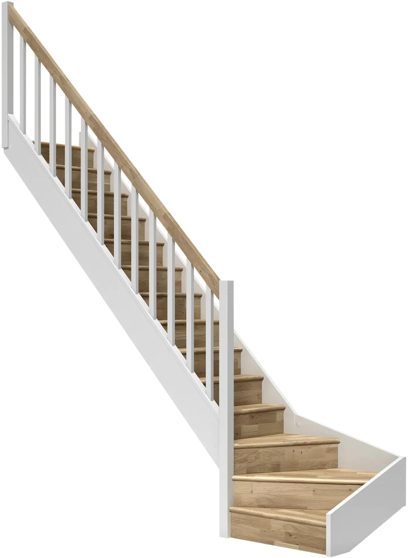 Dolle Raumspartreppen Paris 1/4-gew. Eiche weiß inkl. Geländer
