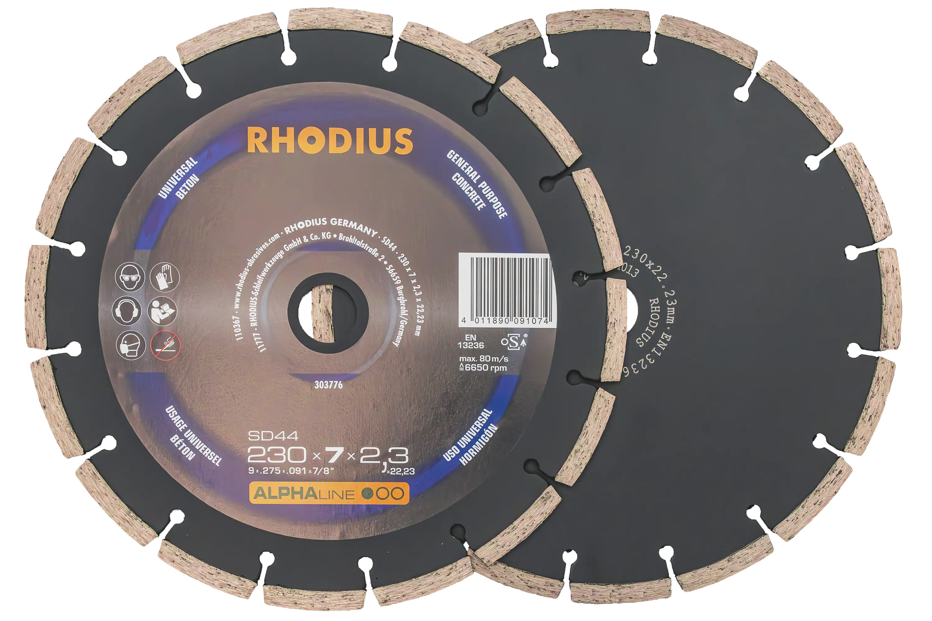 Rhodius Diamanttrennscheibe SD44 Stein Ø 230 mm Bohrung 22,23 mm 2 Stück