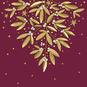 Braun & Company Servietten Golden Mistletoe rubin 33 x 33 cm - 20er Pack