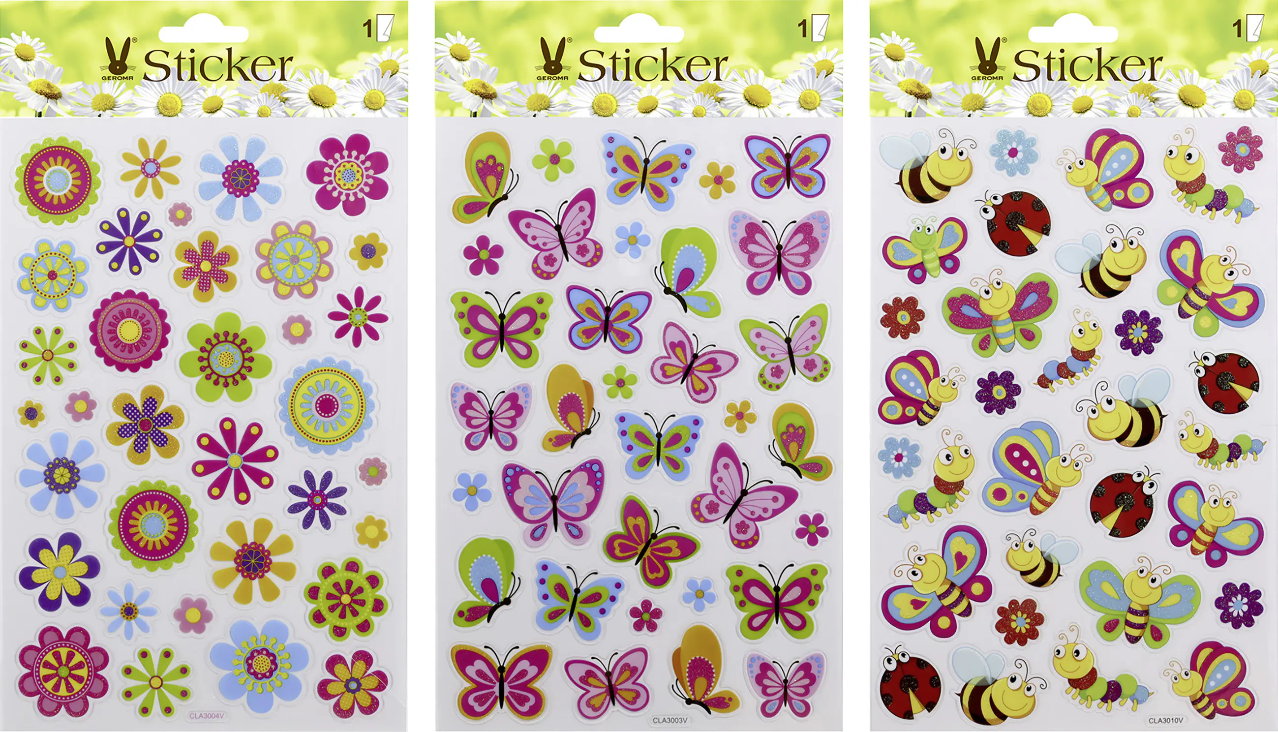 Sticker Blumen/Schmetterlinge aus Papier bunt 