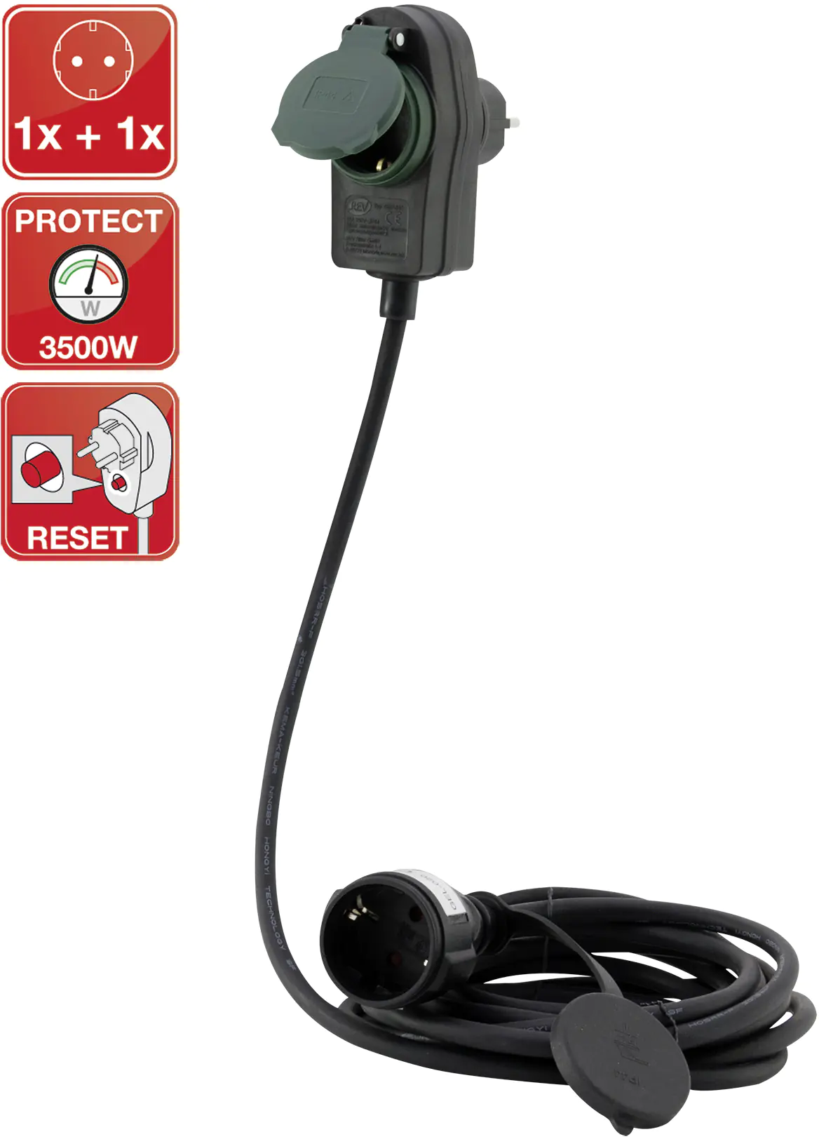 REV Verlängerungskabel Powersplit H05RR-F 10 m schwarz