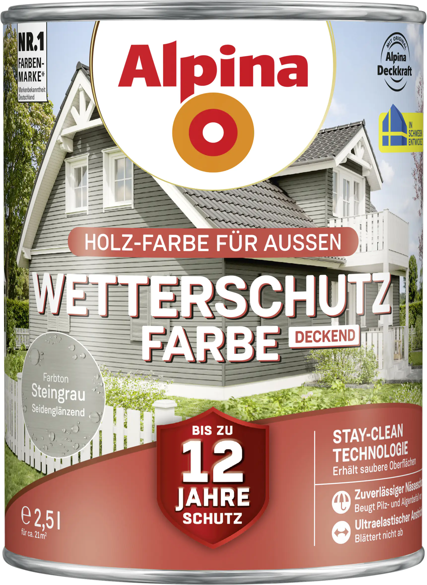 Alpina Wetterschutzfarbe 2,5 L steingrau Alpina Wetterschutzfarbe 2,5 L steingrau
