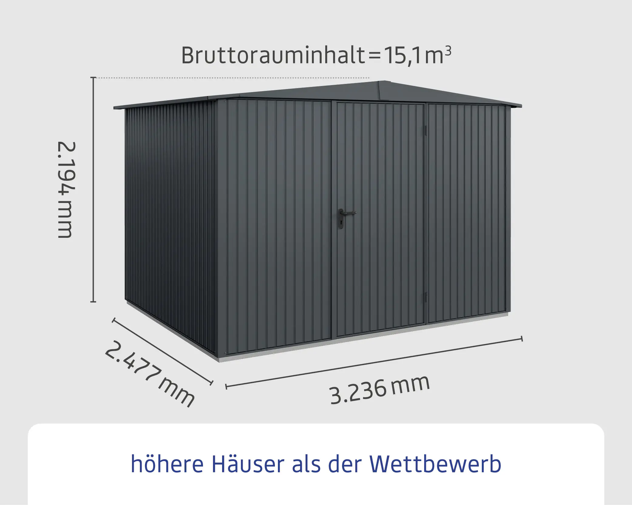 EcoStar Gerätehaus Trend-S Typ 3 323,6 x 247,7 x 219,4 cm graualuminium