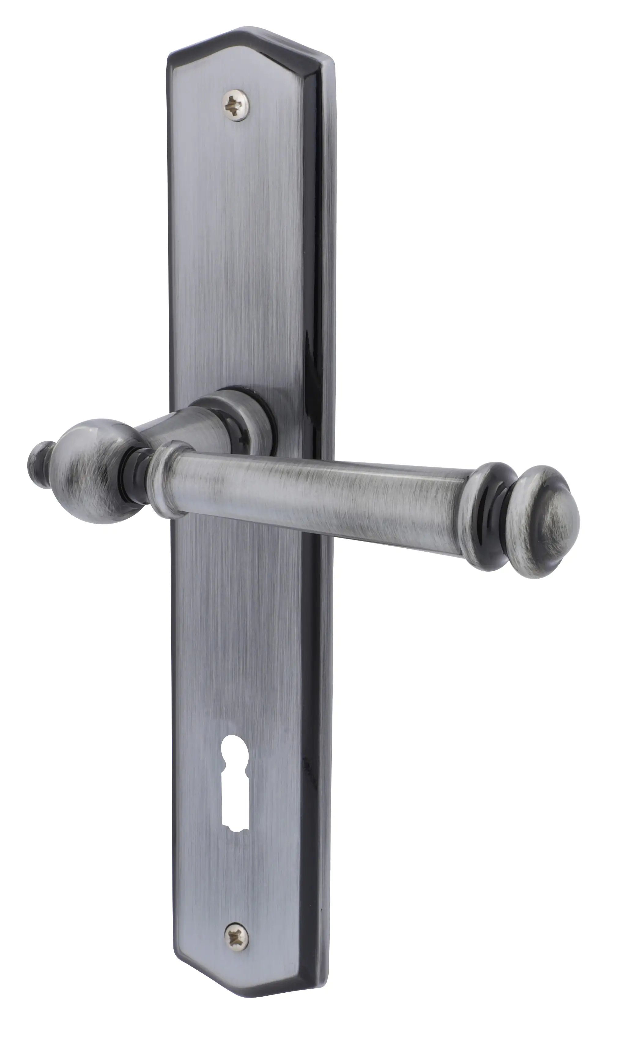 Alpertec BB-Langschildgarnitur Mount Blance Messing stahlgrau abgerundet