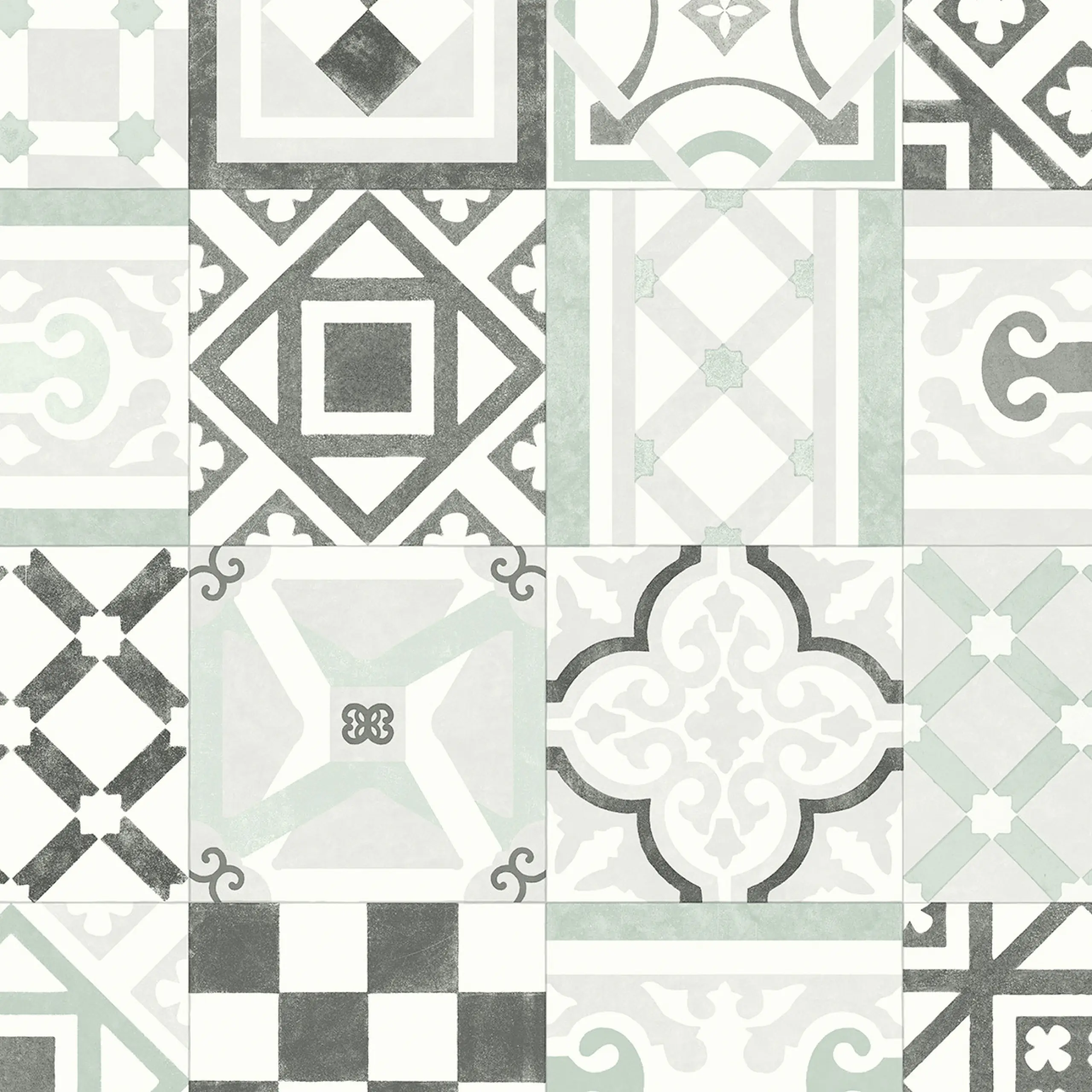 Bodenbelag Vinyl 2 m Fliesenoptik türkis/grau